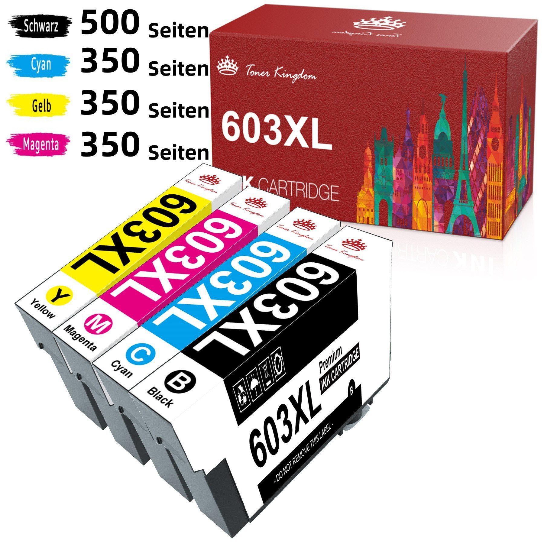 Toner Kingdom 3/4/5er XXL Kompatibel für Epson 603XL 603 XL Tintenpatrone (für Epson Expression Home XP-3150 XP-3155 XP-4105 XP-4155, für XP2100 XP2105 XP3100 XP3105 XP4100 XP4150)