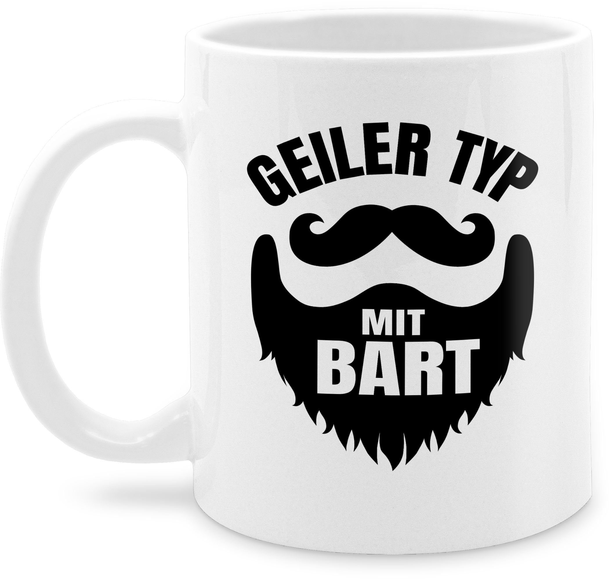 Shirtracer Tasse Geiler mit Bartträger Sprüche Geschenk für Bärten, Keramik, - Typ Bart Weiß Statement 2 Männer