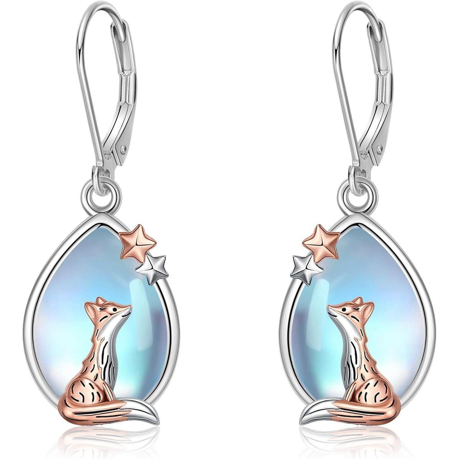 LuxusKollektion Ohrring und Ketten Set Fuchs Ohrringe Sterlingsilber Mondst günstig online kaufen