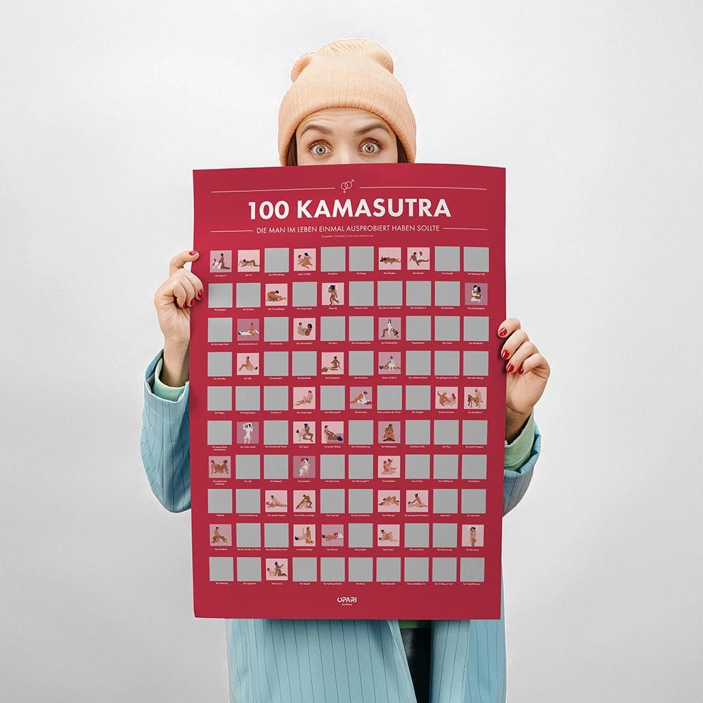 CadoMaestro Poster Rubbelposter 100 Kamasutra Stellungen die man im Leben einmal ausprobi, (1 St), PEFC-zertifiziertem Papier, 50×70 cm