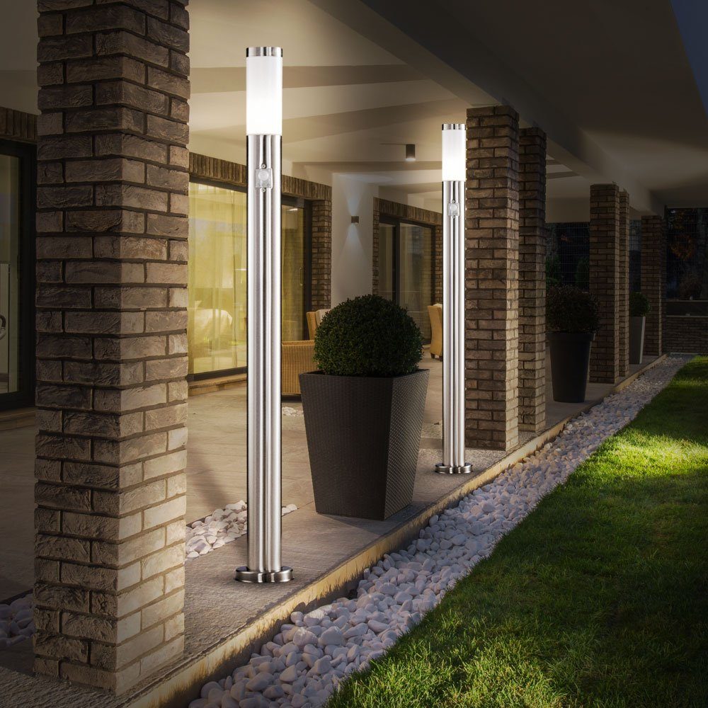 Lampen LED etc-shop Außen Set LED Stand Steh Außen-Stehlampe, inklusive, Warmweiß, 3er Leuchtmittel Edelstahl Leuchten