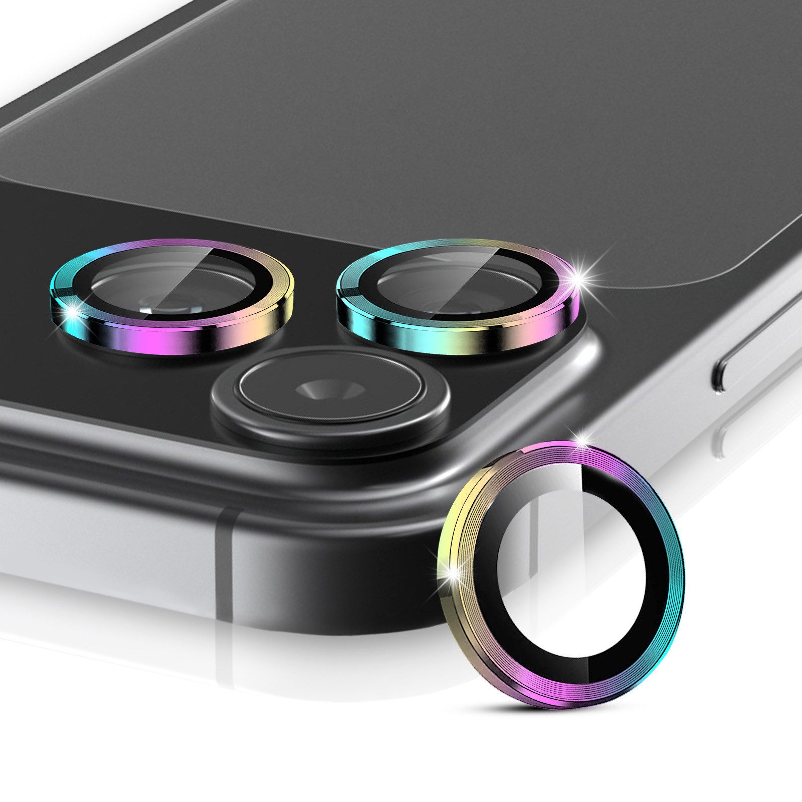 Tec-Expert Kameraschutzglas 9H Kameraglas Set in Regenbogenfarben für iPhone 18 Pro Max für Apple iPhone 18 Pro Max, Linsenschutzglas Set, 1 Stück, Kameraschutz, Schutzglas, Linsenschutz, kratz- & stoßfest