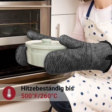 Caterize Topflappen 2 Stück Ofenhandschuhe Hitzebeständige Topfhandschuhe Extra Lang