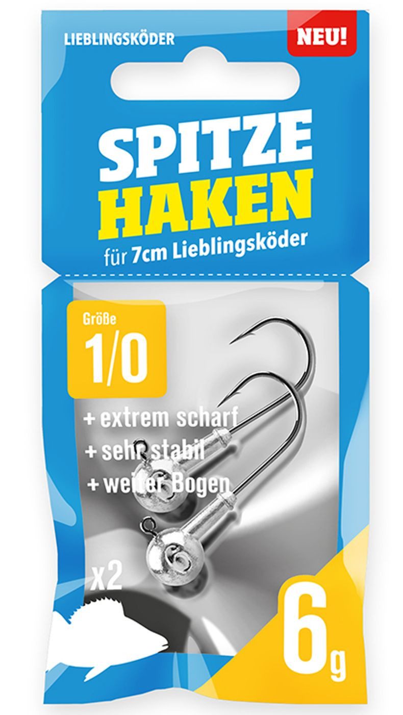Lieblingsköder Jighaken Lieblingsköder Spitze Haken Gr. 1/0 Jigköpfe - 2 Jighaken
