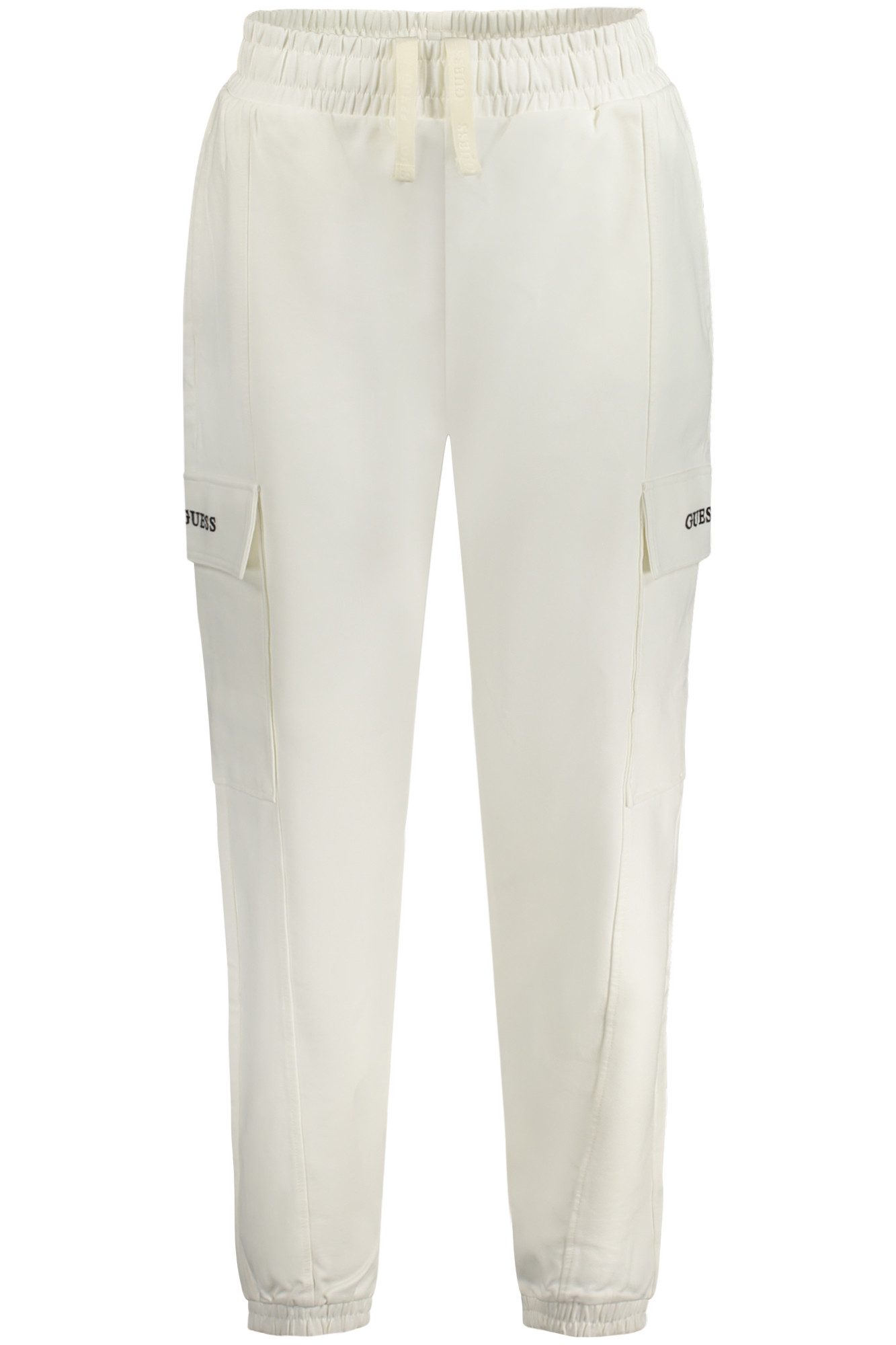 GUESS JEANS 5-Pocket-Hose Damenhose Weiß: Bio-Baumwolle, Cargo-Stil, Elastischer Bund