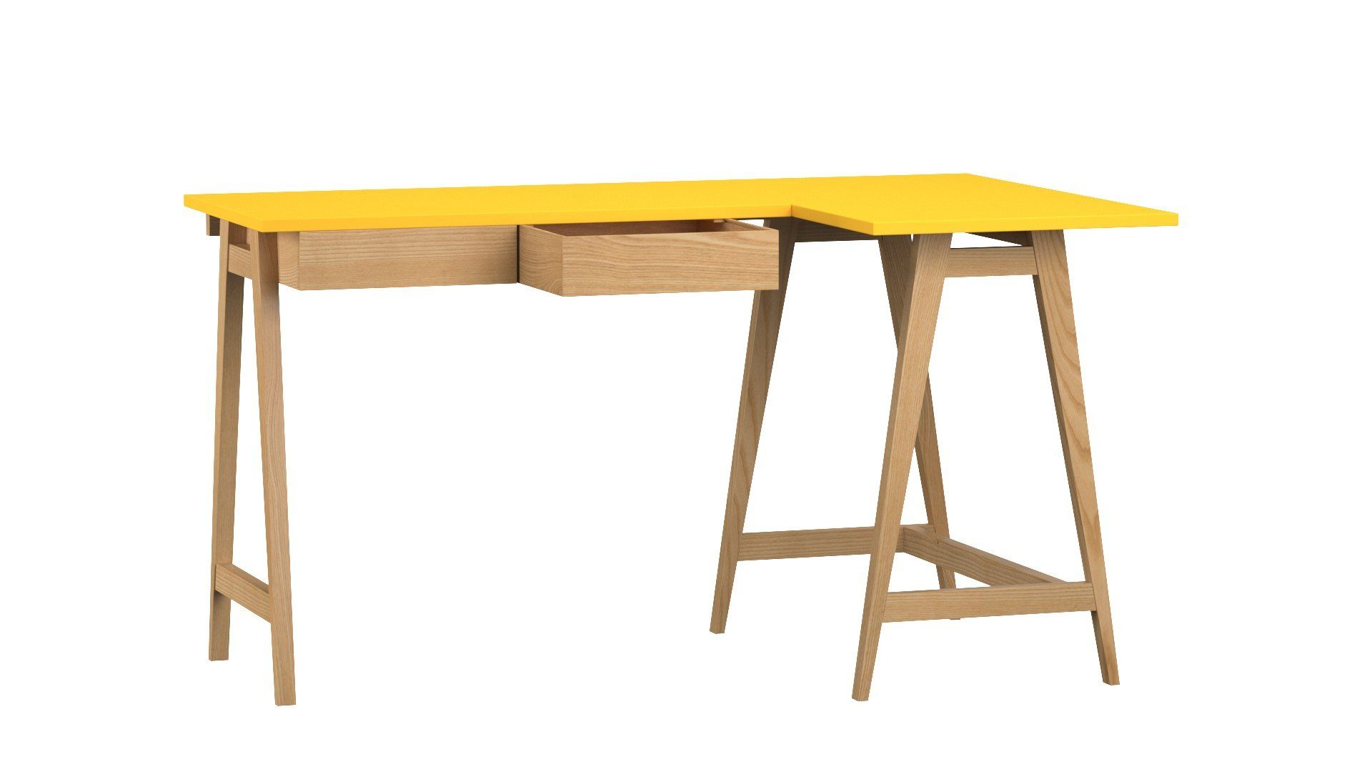 Siblo Schreibtisch Jugendzimmer mit Schubladen) mit - - Schubladen Moderner Design - Eckschreibtisch Schreibtisch Katia Katia Gelb minimalistisches - Eschenholz MDF-Platte - - (Eckschreibtisch Kinderzimmer