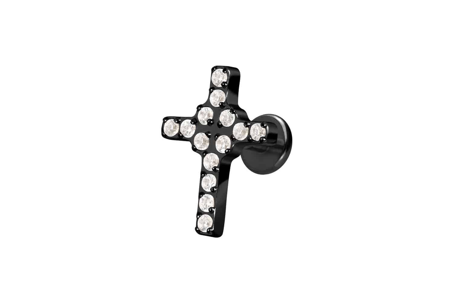 Piercing-Set Titan Labret mit Innengewinde KRISTALLKREUZ