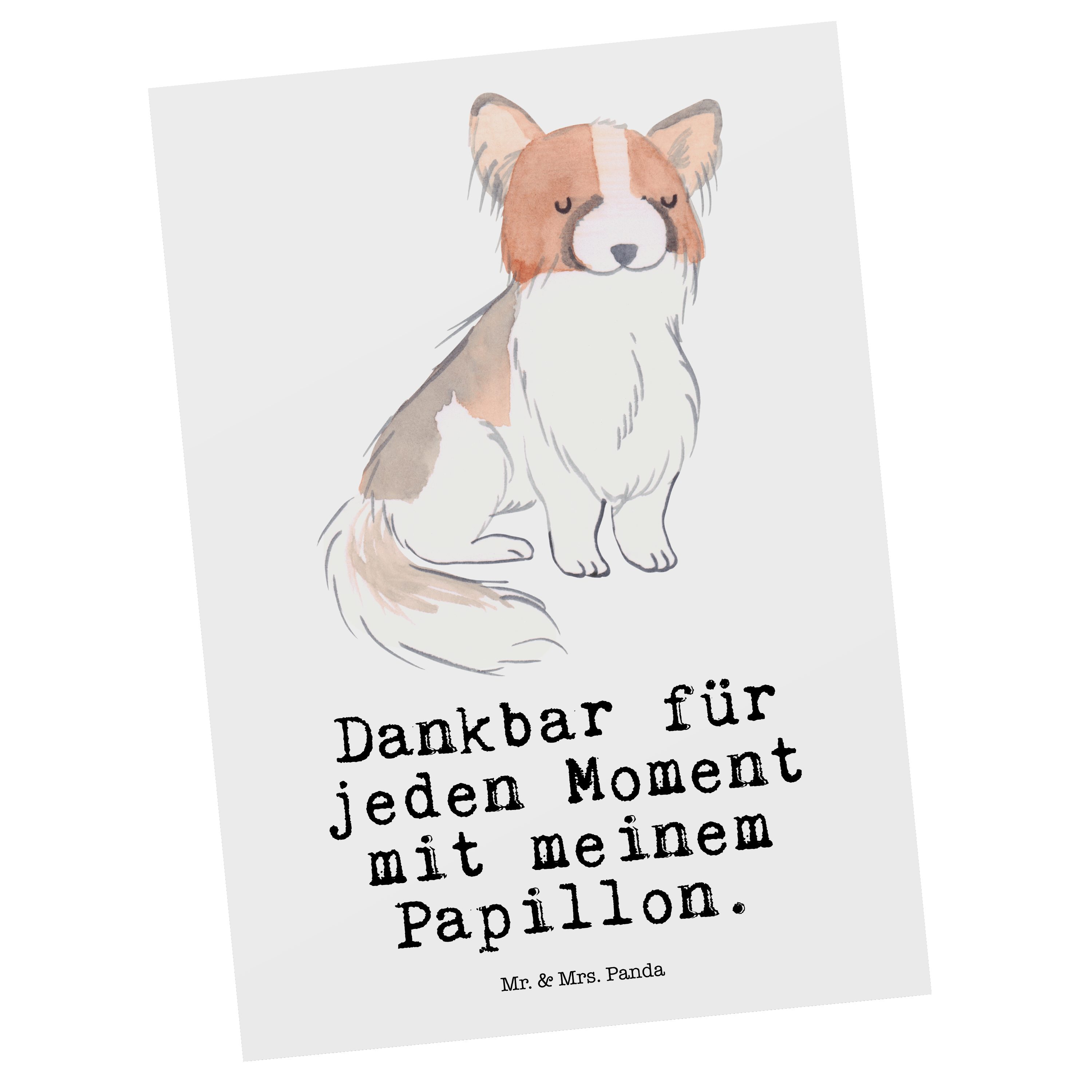 Mr. & Mrs. Panda Postkarte Papillon Moment - Weiß - Geschenk, Hund, Geschenkkarte, Dankeskarte