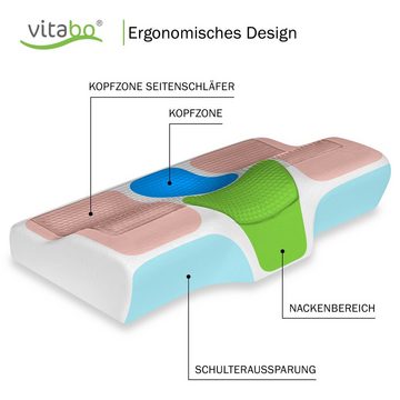 Vitabo Nackenkissen Vitabo Gemütliches Kopfkissen mit Gel-Auflage, ergonomisches Kissen, Nackenstützkissen für Seitenschläfer aus Viscoschaum