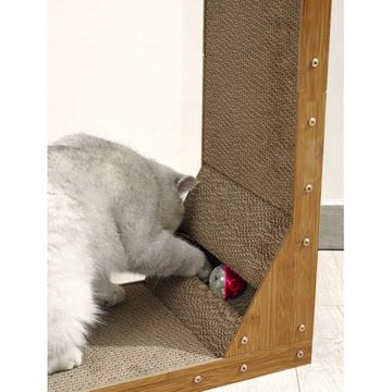 Purlov Kratzpappe Eckkratzer aus Pappe für Katzen mit Spielball, (Eckkratzer-Set für Katzen, 1x Eckkratzer aus Pappe für Katzen)