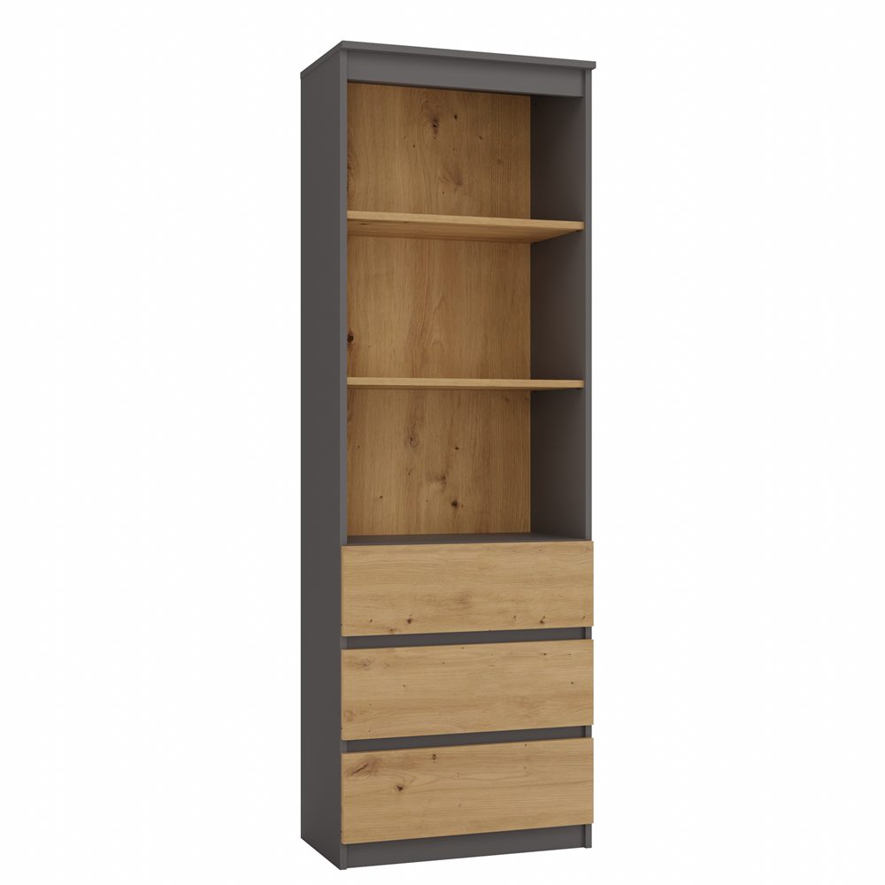 Raumhirsch Furniture Bücherregal Regal, Standregal, Bücherregal, Maße 60 x 35 x 180 cm, 3 Schubladen, 3 Fächer, Viel Stauraum, Stabile Konstruktion – Bild 2 von 4