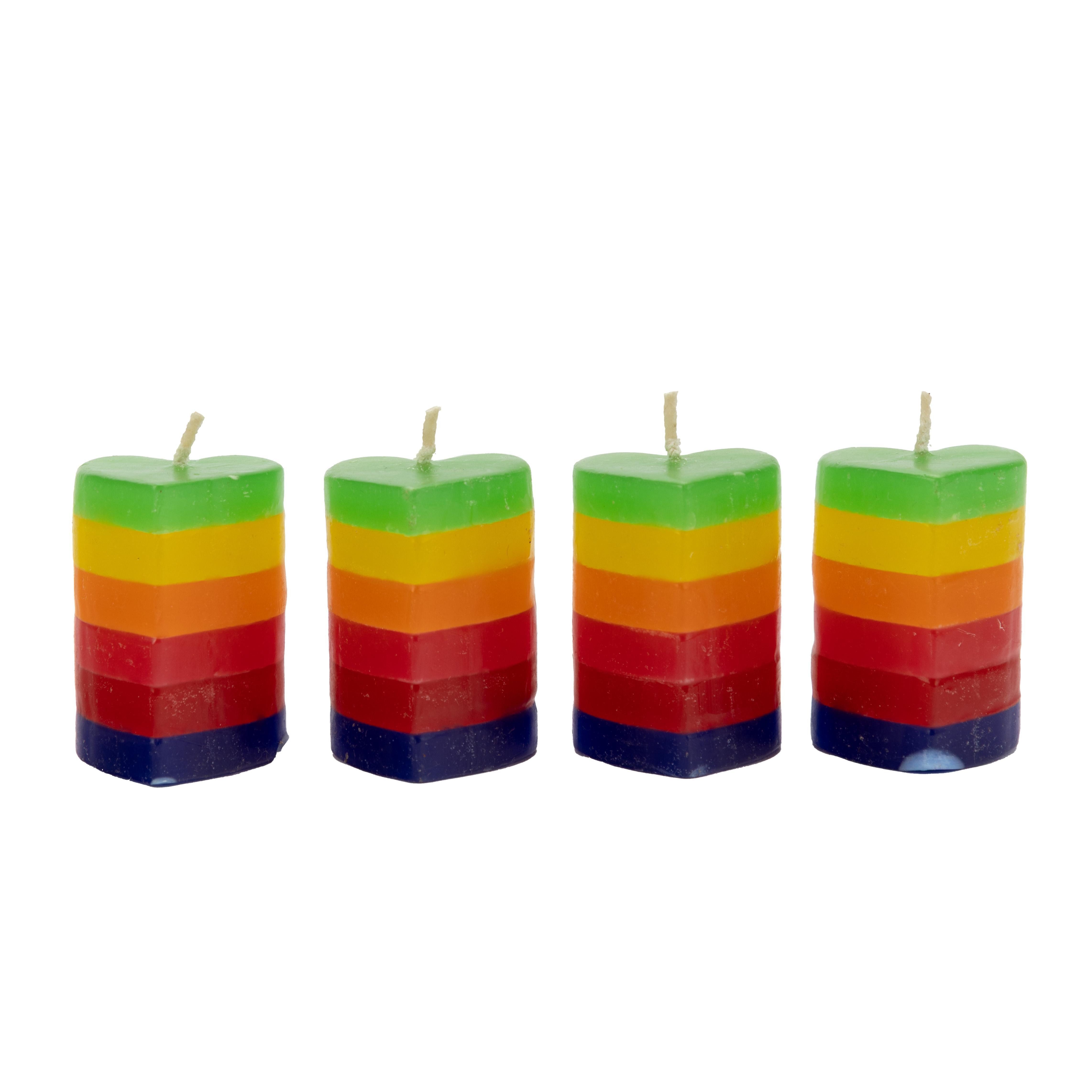El Puente Formkerze Kerzen "Regenbogenherz", 4er-Set, Handmade (4), Handmade