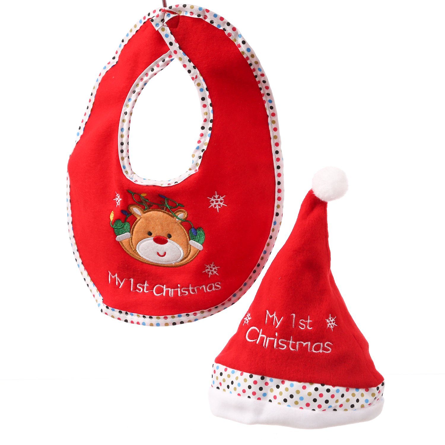 MARELIDA Lätzchen Babyset Weihnachtsmütze Lätzchen Geschenkset mein erstes Weihnachten, (1-St) | Lätzchen