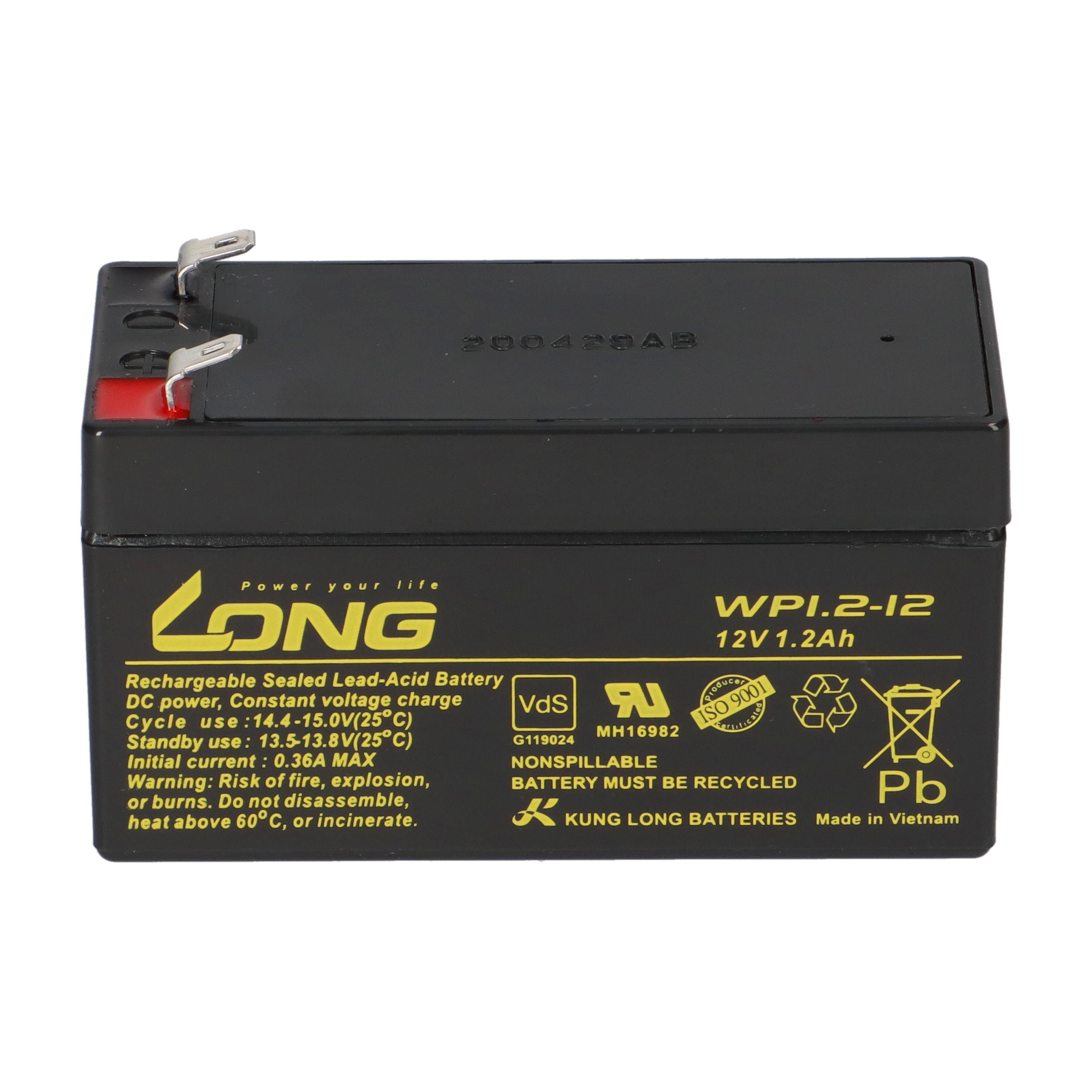 Blei WP1.2-12 Kung Long 12V Kung Batterie AGM V) 1,2Ah Long (12V Bleiakkus