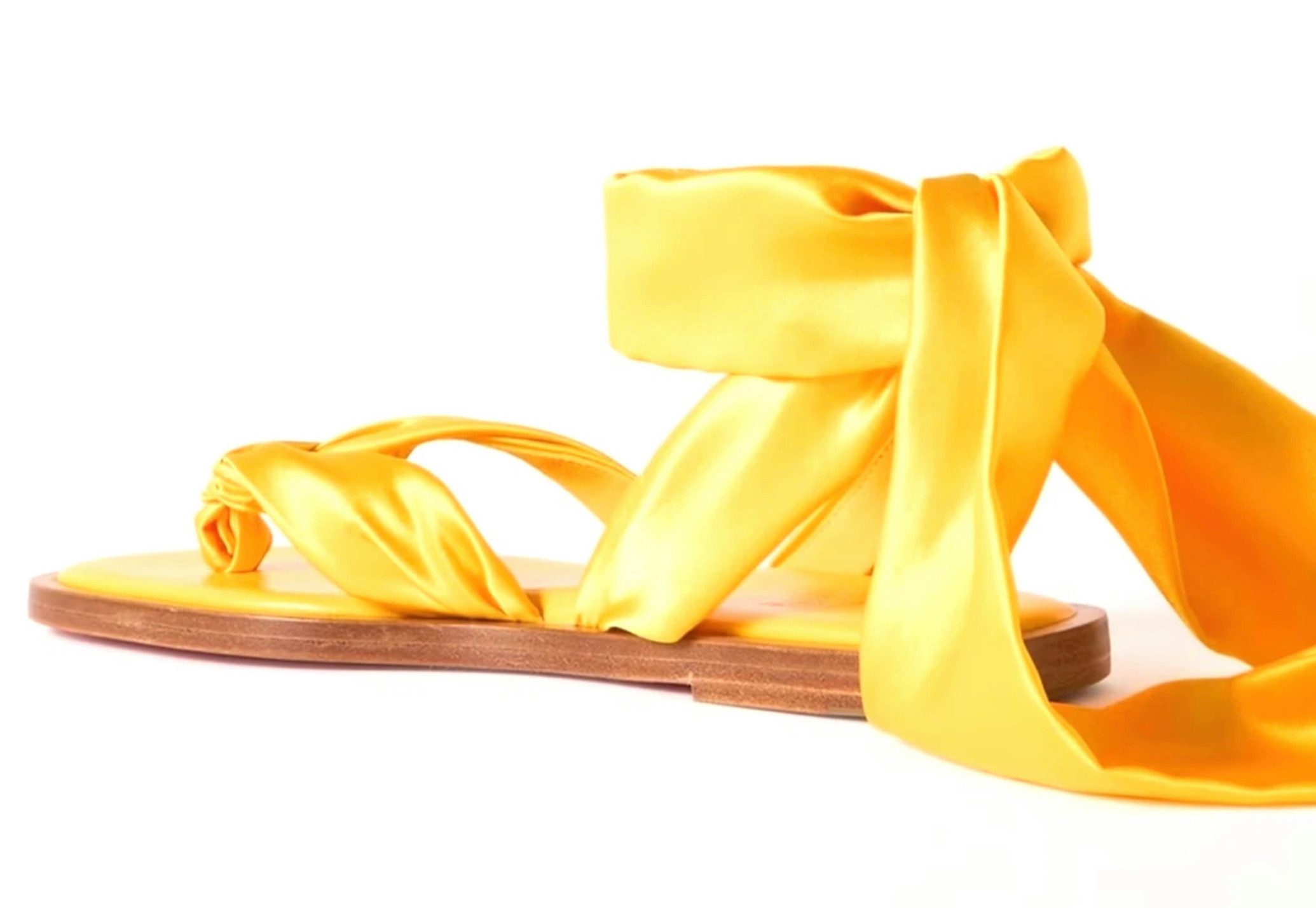 CHRISTIAN LOUBOUTIN Nilo du Desert Sandalen Satin Ankle Tie Schuhe Flats 39 Riemchensandalette