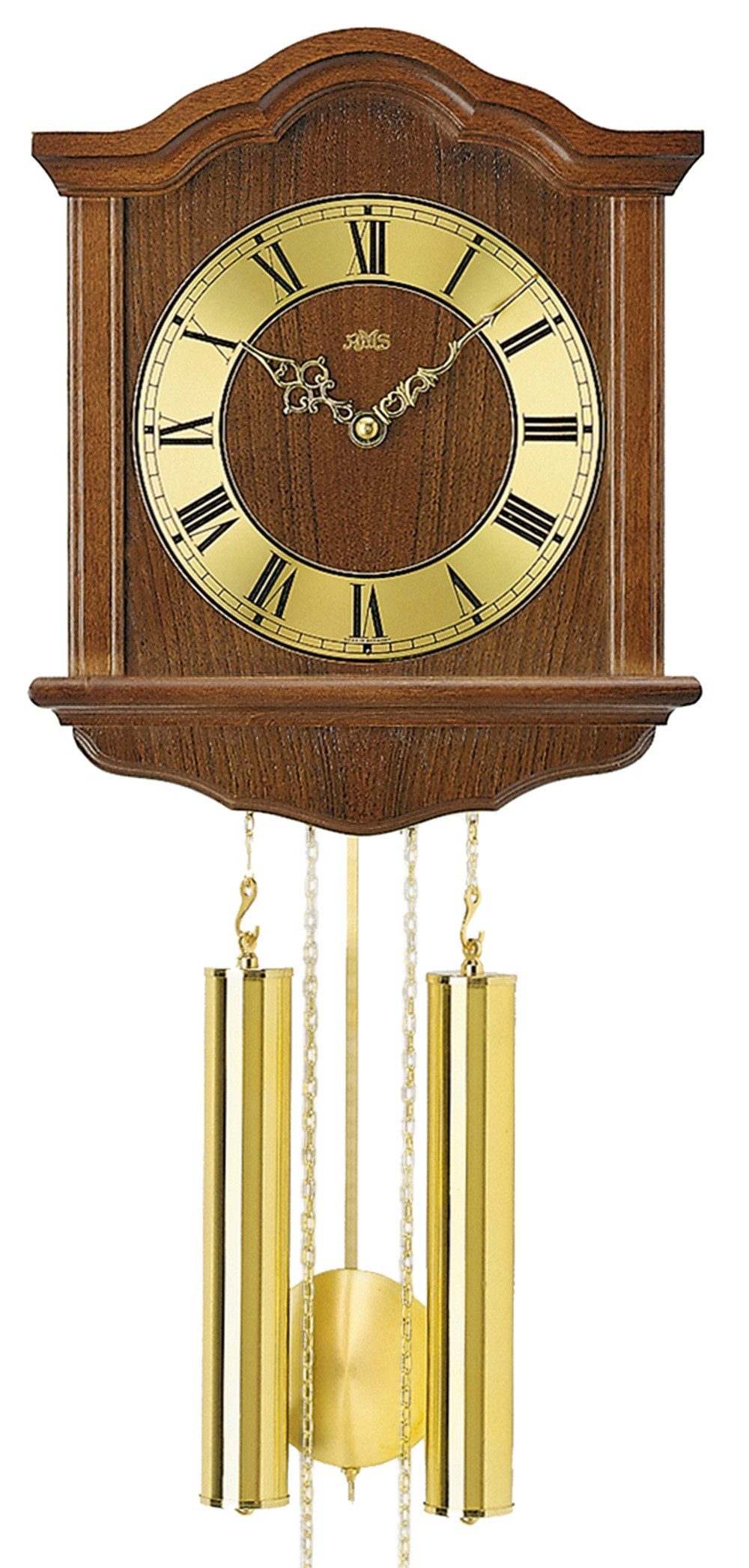 AMS Pendelwanduhr Mechanische Wanduhr mit Gewichten und Pendel Serie 206