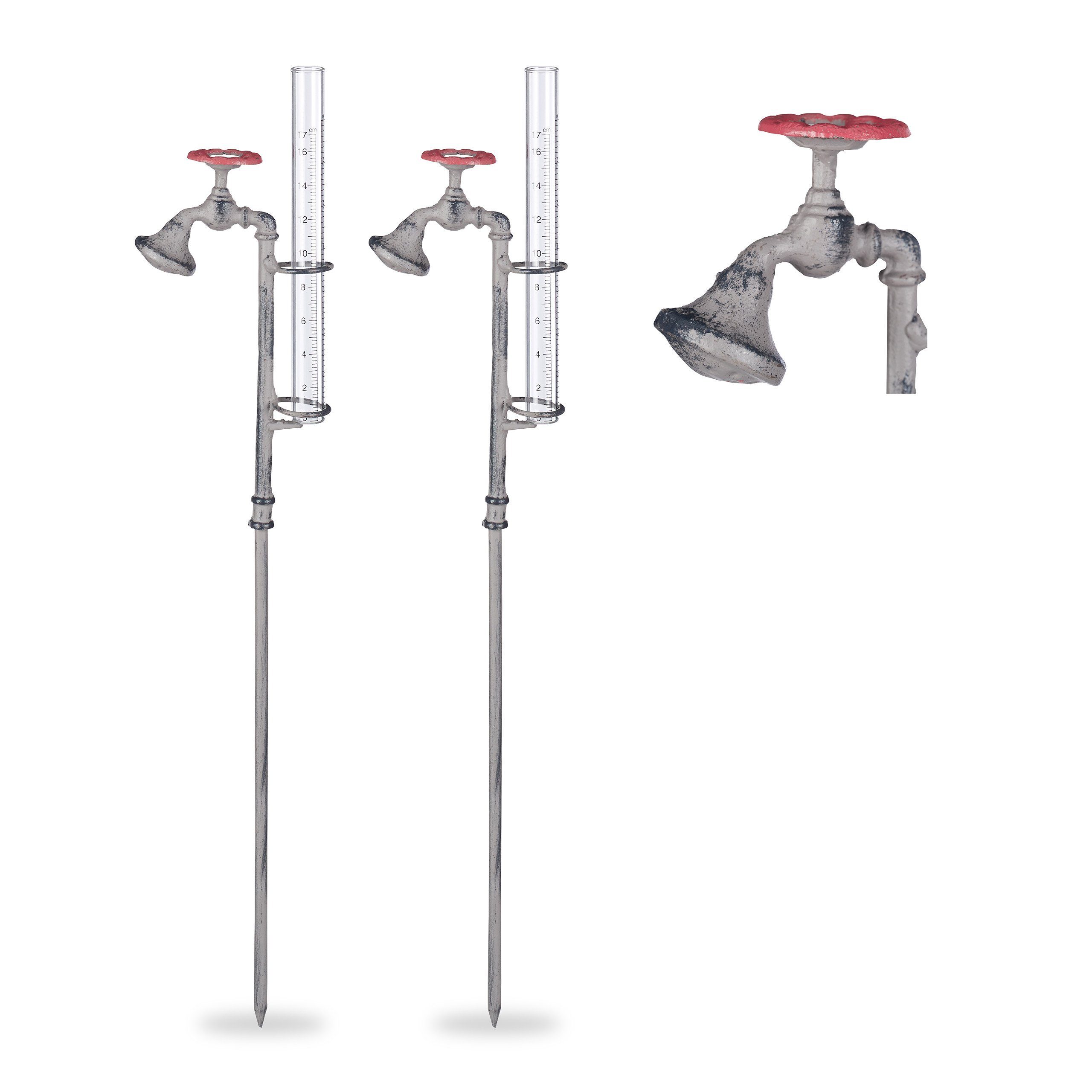 Gartenstecker 2 x Regenmesser Wasserhahn