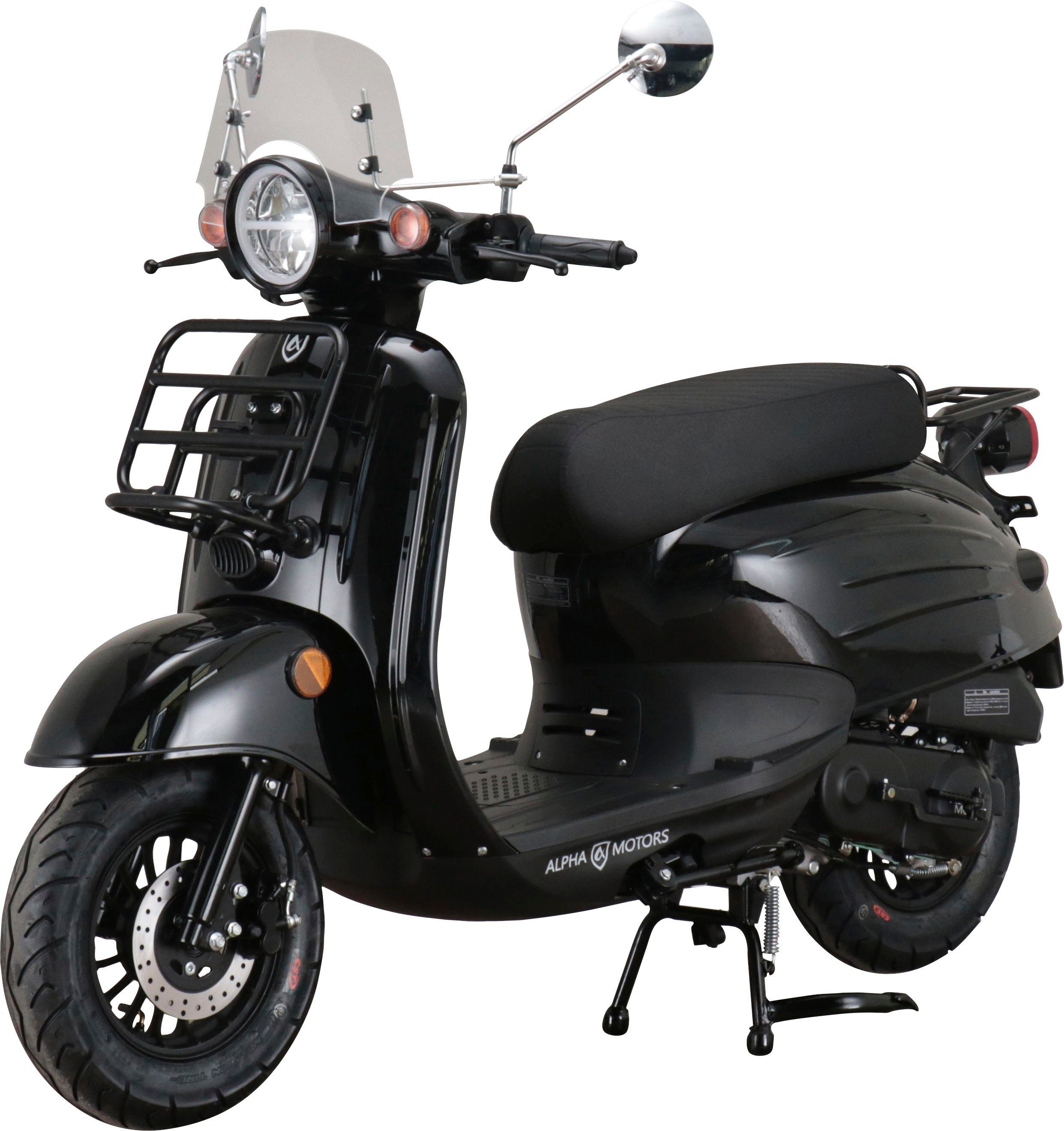 Alpha Motors Motorroller Adria, 50 ccm, 45 km/h, Euro 5, (inkl. Windschild), mit Lenkerschloss und Windschild