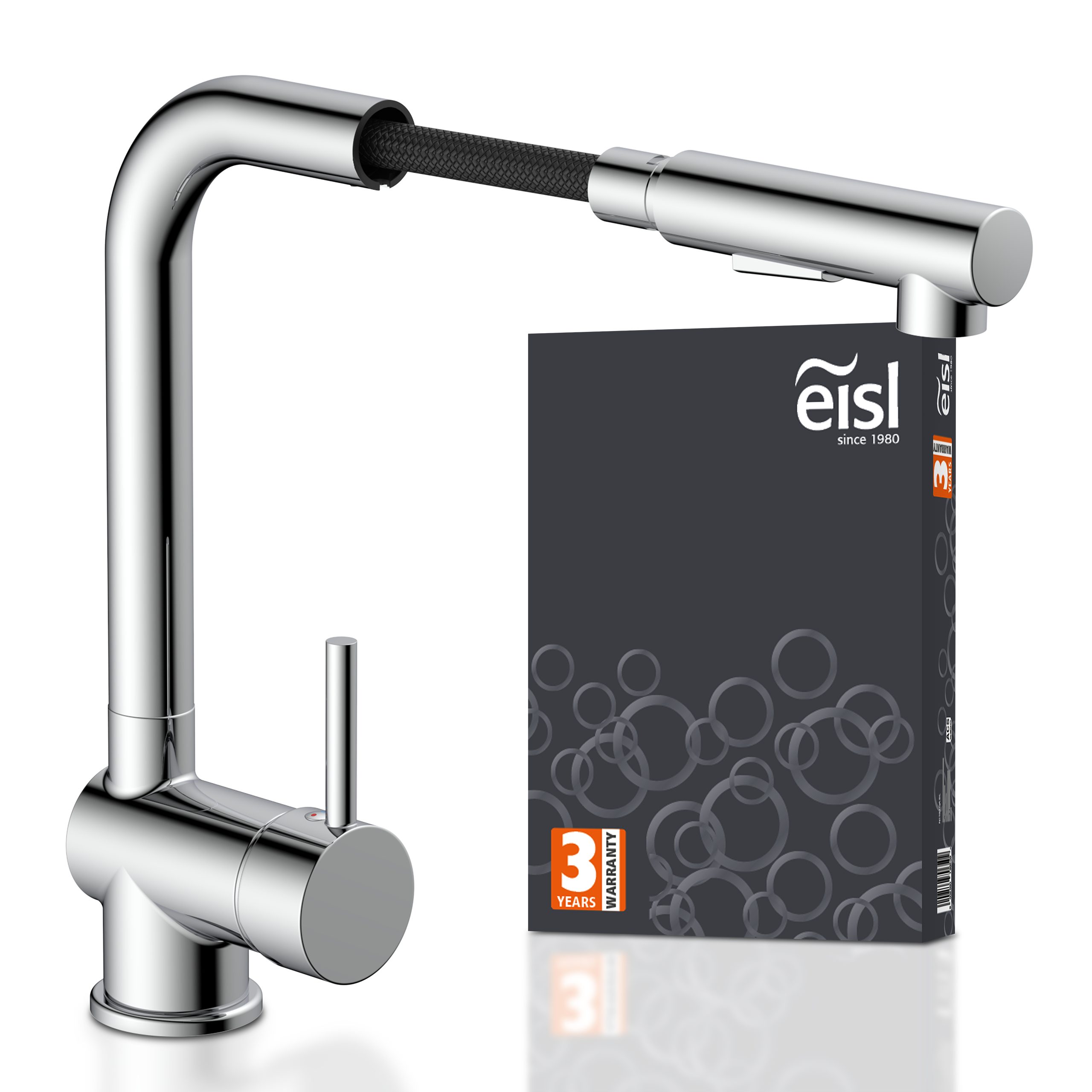 Eisl Spültischarmatur mit Geschirrbrause, Wasserhahn Küche ausziehbar in Chrom