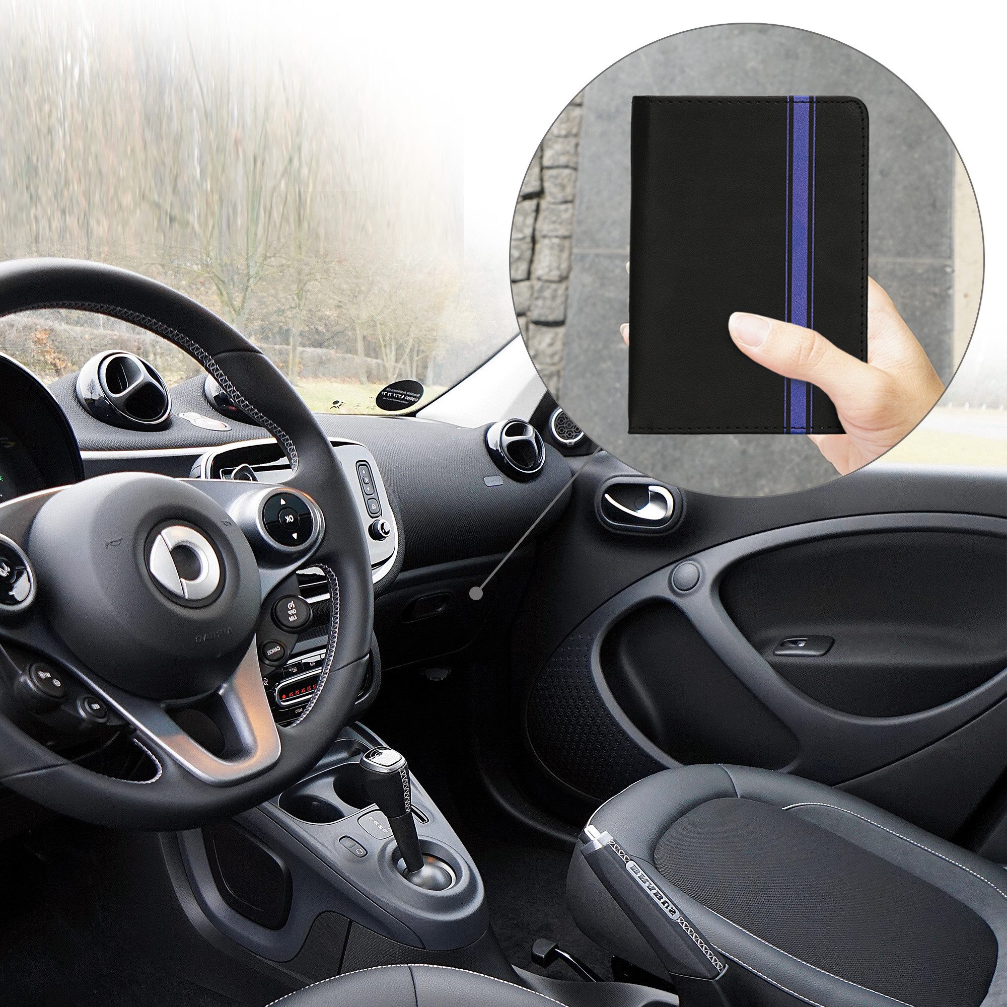 kwmobile Organizer Fahrzeugschein Hülle mit Kartenfächern (1 St), Kunstleder Etui Tasche Zulassungsbescheinigung – Bild 4 von 5