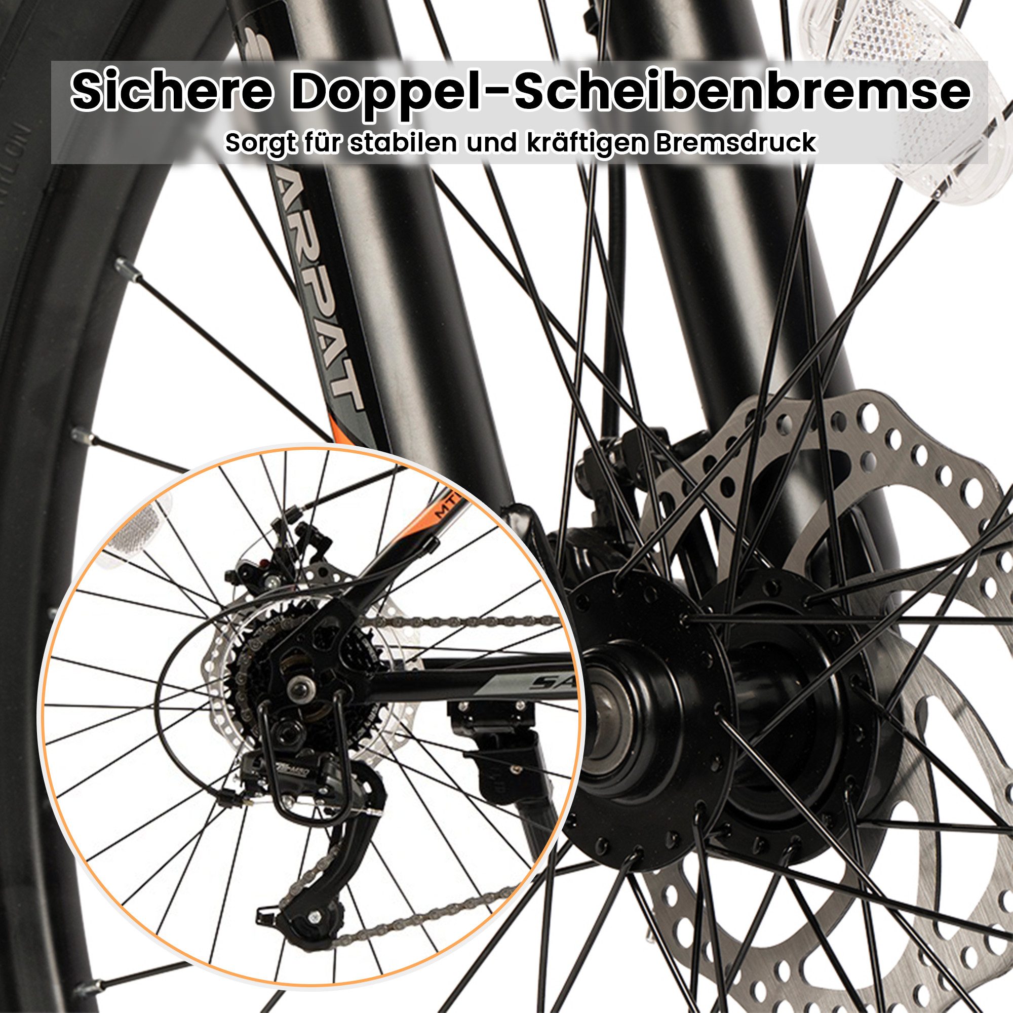 CARPAT SPORT Mountainbike 24 26 Zoll Fahrrad für Herren Damen, Mädchen und Jungen, 21 Gang, Kettenschaltung, Jugendfahrrad MTB Hardtail Fahrrad
