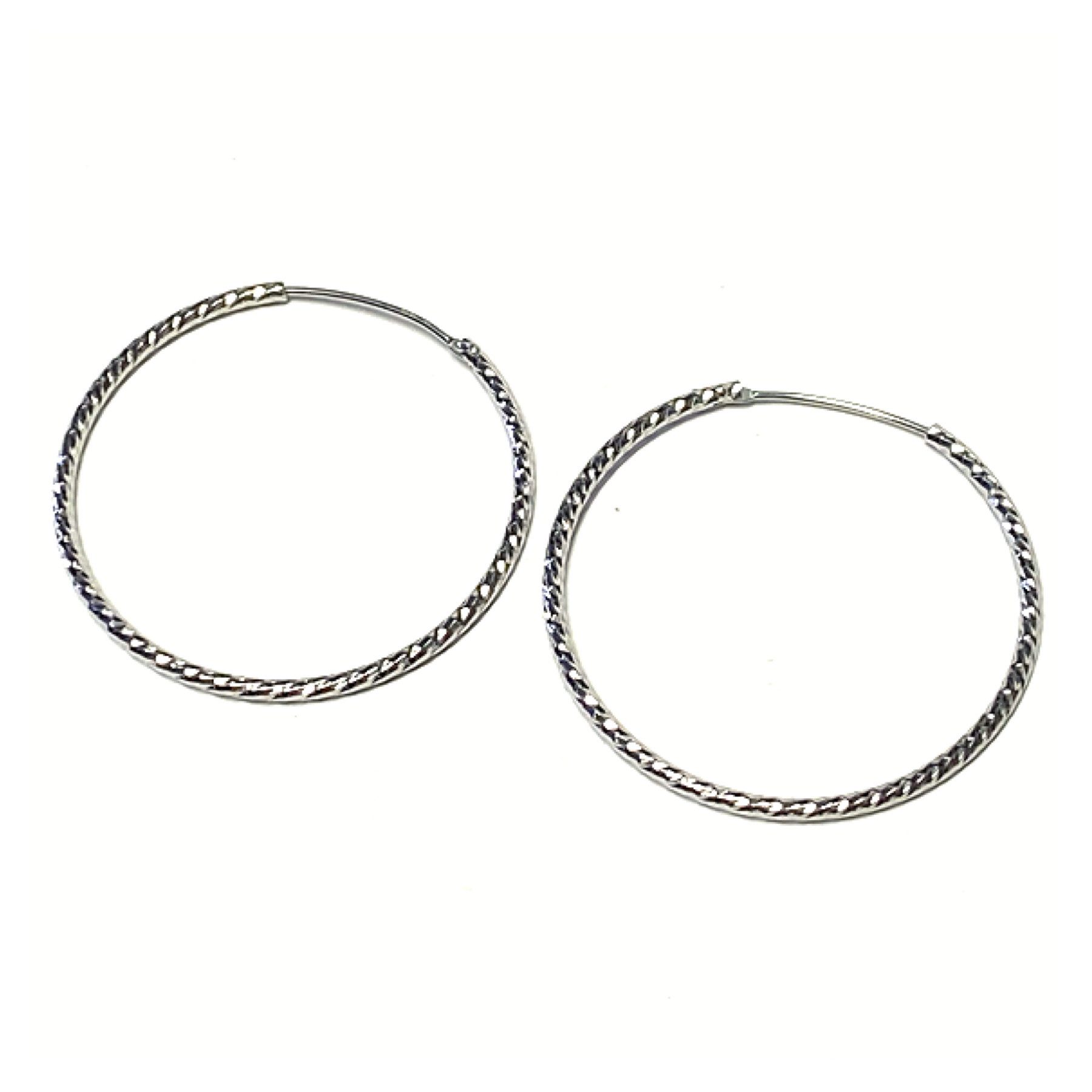 Edelschmiede925 Paar Creolen Ohrring 925 Silber rhodiniert diamantiert Creole 40mm