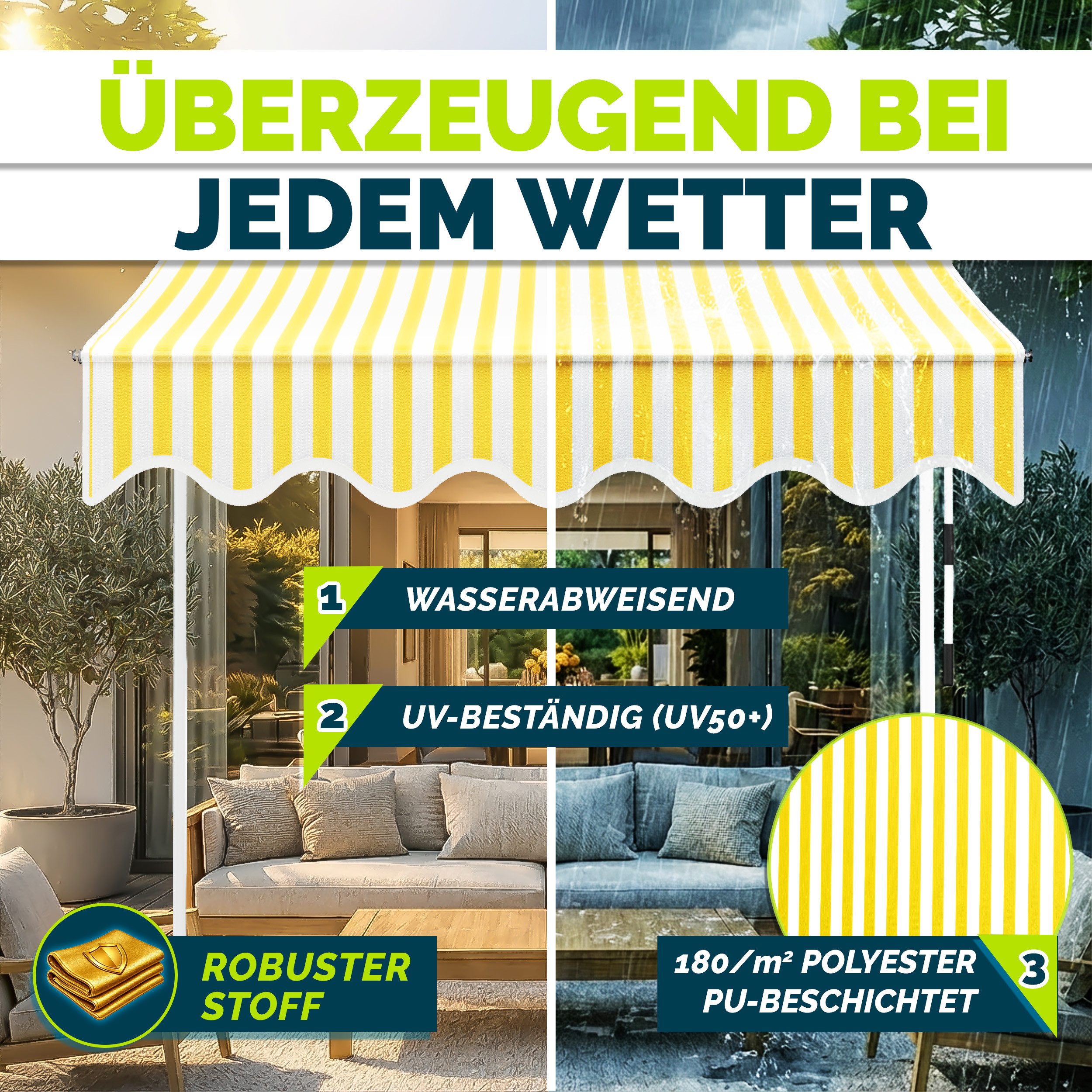 tillvex Klemmmarkise tillvex Balkonmarkise Markise Klemmmarkise Sonnenmarkise Handkurbel – Bild 4 von 5