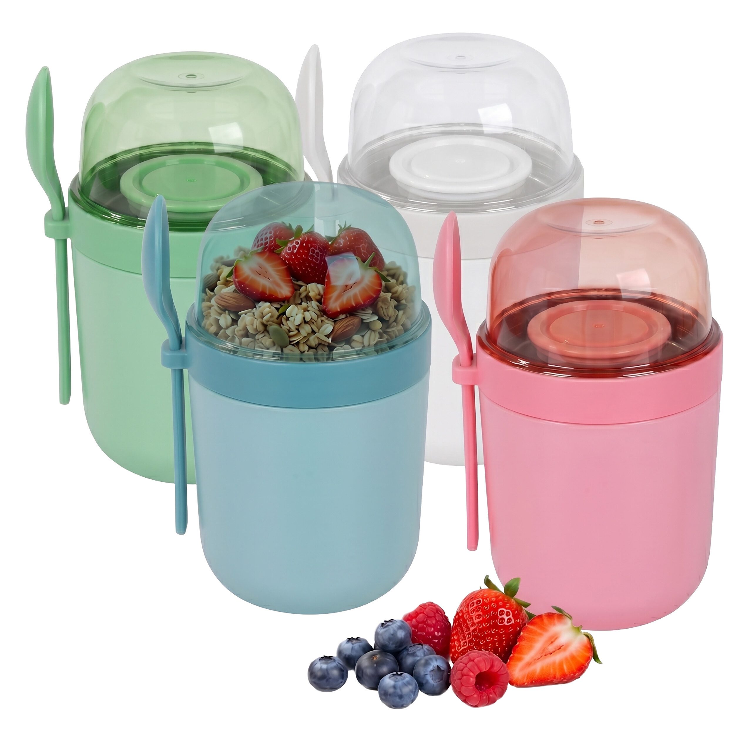 relaxdays Müslibox Müslibecher to go 4er Set, Kunststoff, (4-tlg), Bunt