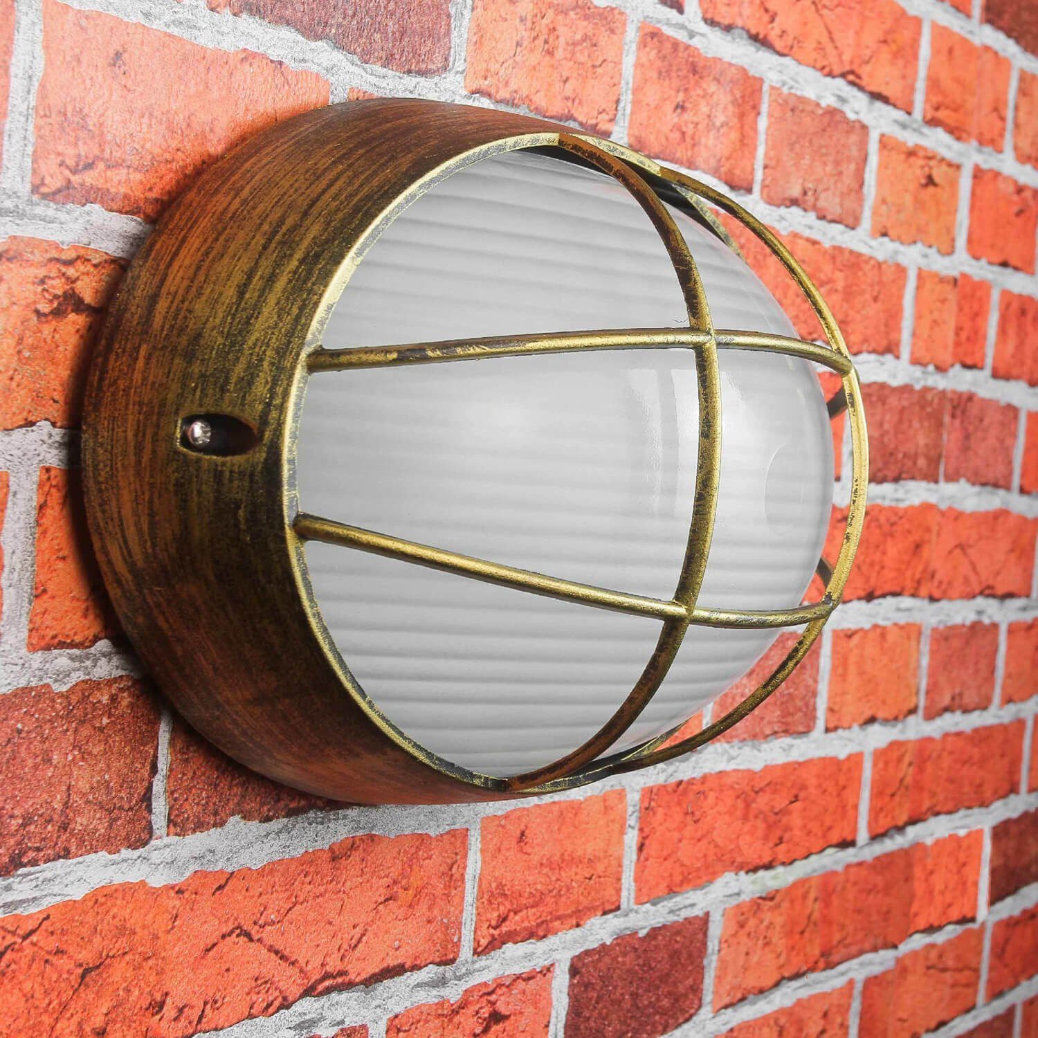 Licht-Erlebnisse Außen-Wandleuchte AMSTERDAM, ohne Leuchtmittel, Außenlampe Maritim in Gold antik IP44 Haus