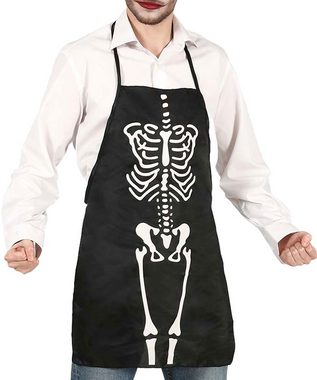 Karneval-Klamotten Kostüm Horror Herren Skelett-Schürze mit Zylinder schwarz, Männer Kostüm Halloweenschürze schwarz Karneval