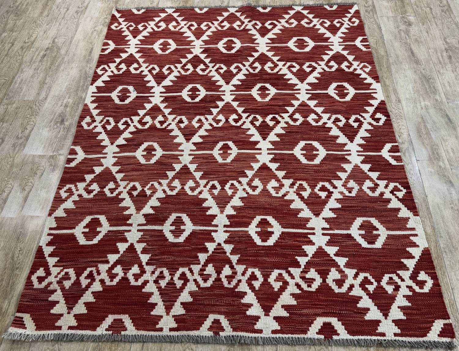 Rug Studios Teppich KELIM ORIGINAL HANDGEARBEITET, Rechteckig, Höhe: 5 mm, Handgefertigt, 133 x 178 cm, Rot