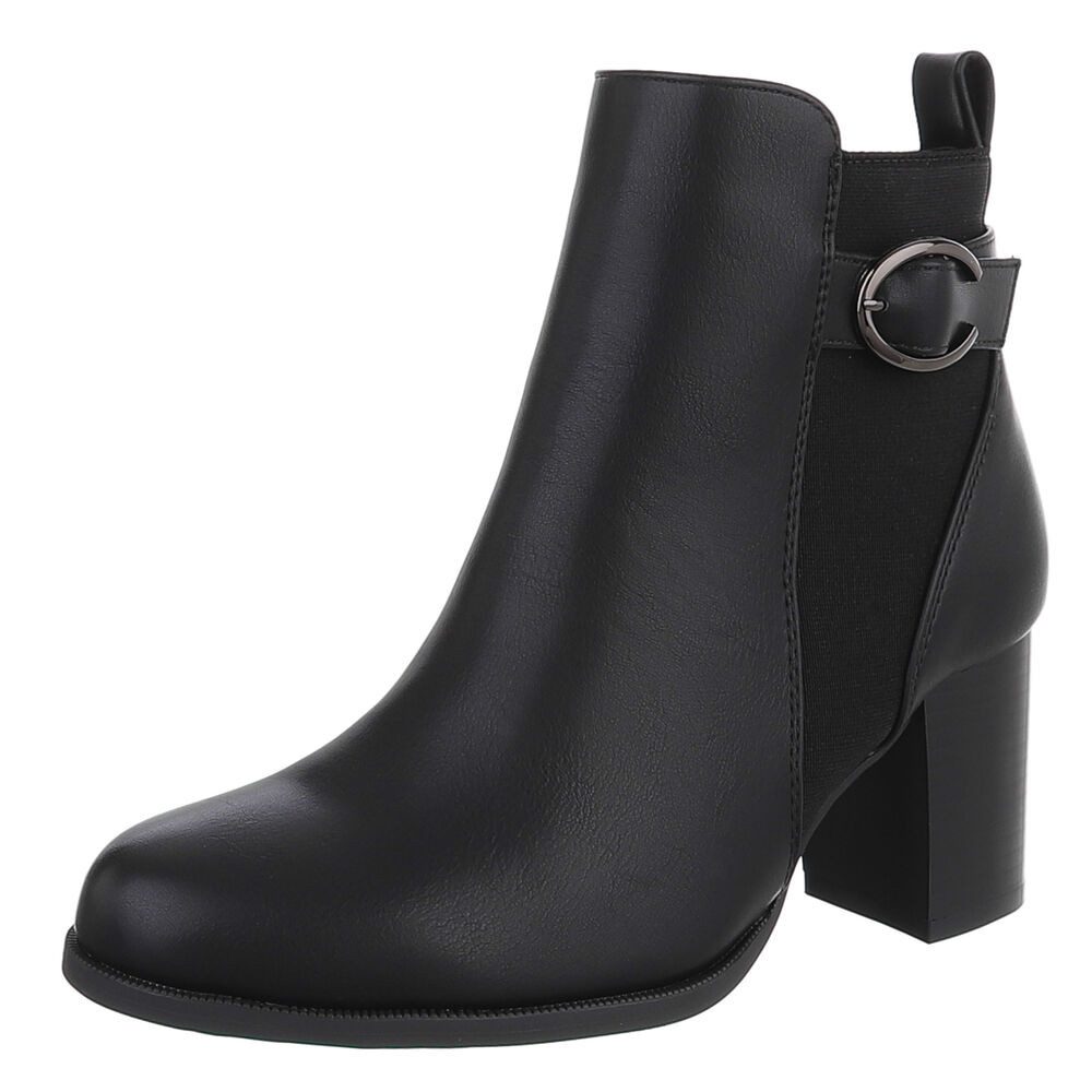 Ital-Design Elegante Stiefel mit Blockabsatz für Alltag und Freizeit Chelseaboots (90726937) Blockabsatz Stiefeletten in Schwarz