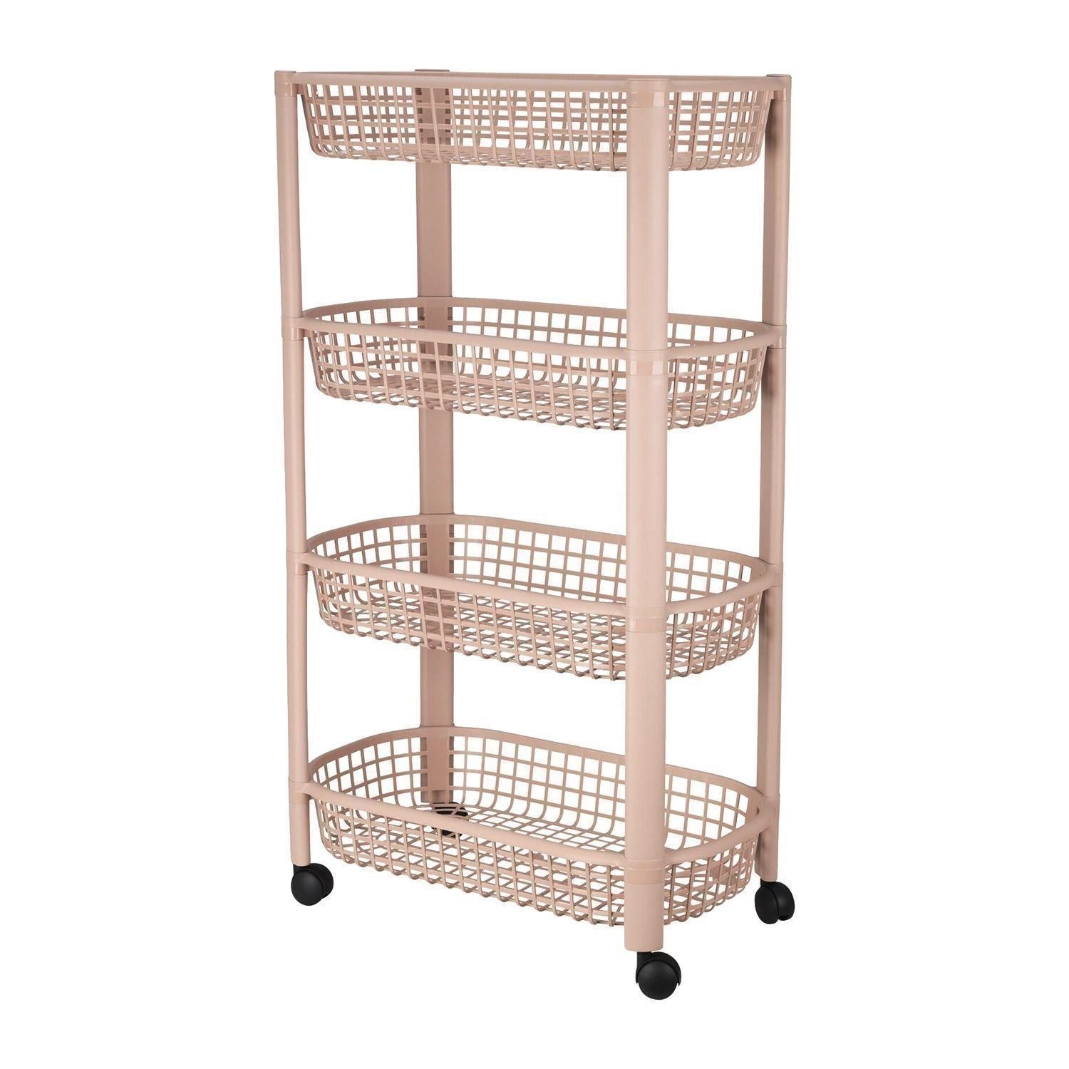 Koopman Rollwagen ROVIA, Sandfarben, Kunststoff, mit vier Rollen, mit vier Körben, B 46 x H 76 x T 26 cm