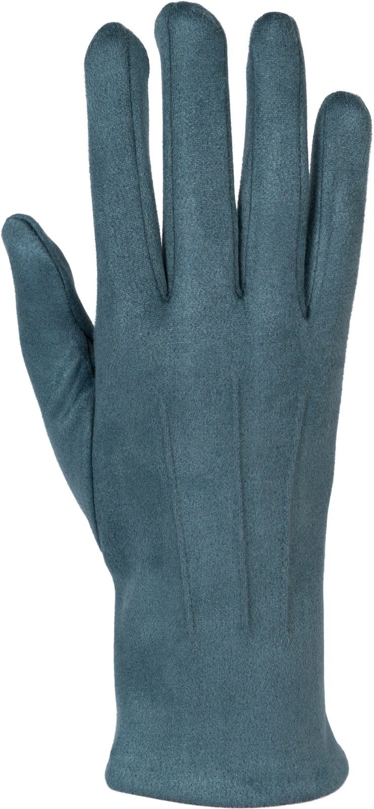 Handschuhe Ziernähte styleBREAKER Grau-Blau Touchscreen Fleecehandschuhe Einfarbige