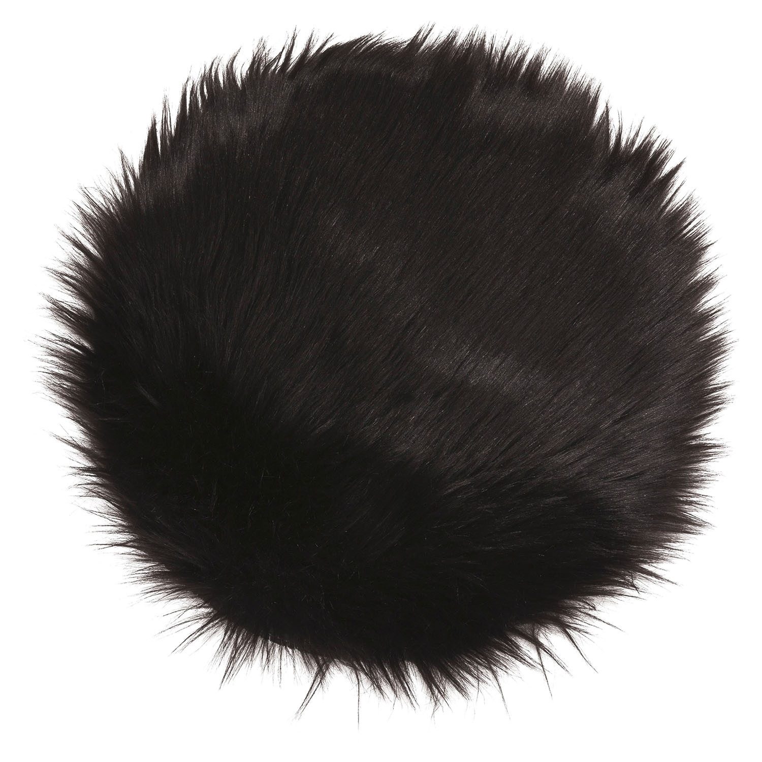 Fellteppich Kunstfell FUR, Ø 35 cm, Schwarz, Acryl, Polyester