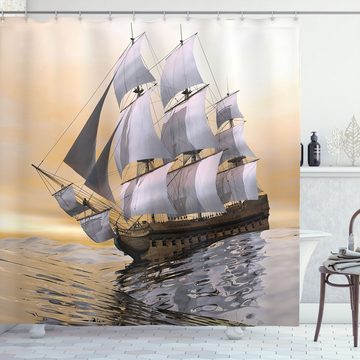 Abakuhaus Duschvorhang Moderner Digitaldruck mit 12 Haken auf Stoff Wasser Resistent Breite 175 cm, Höhe 180 cm, maritim Schiff auf Ozean