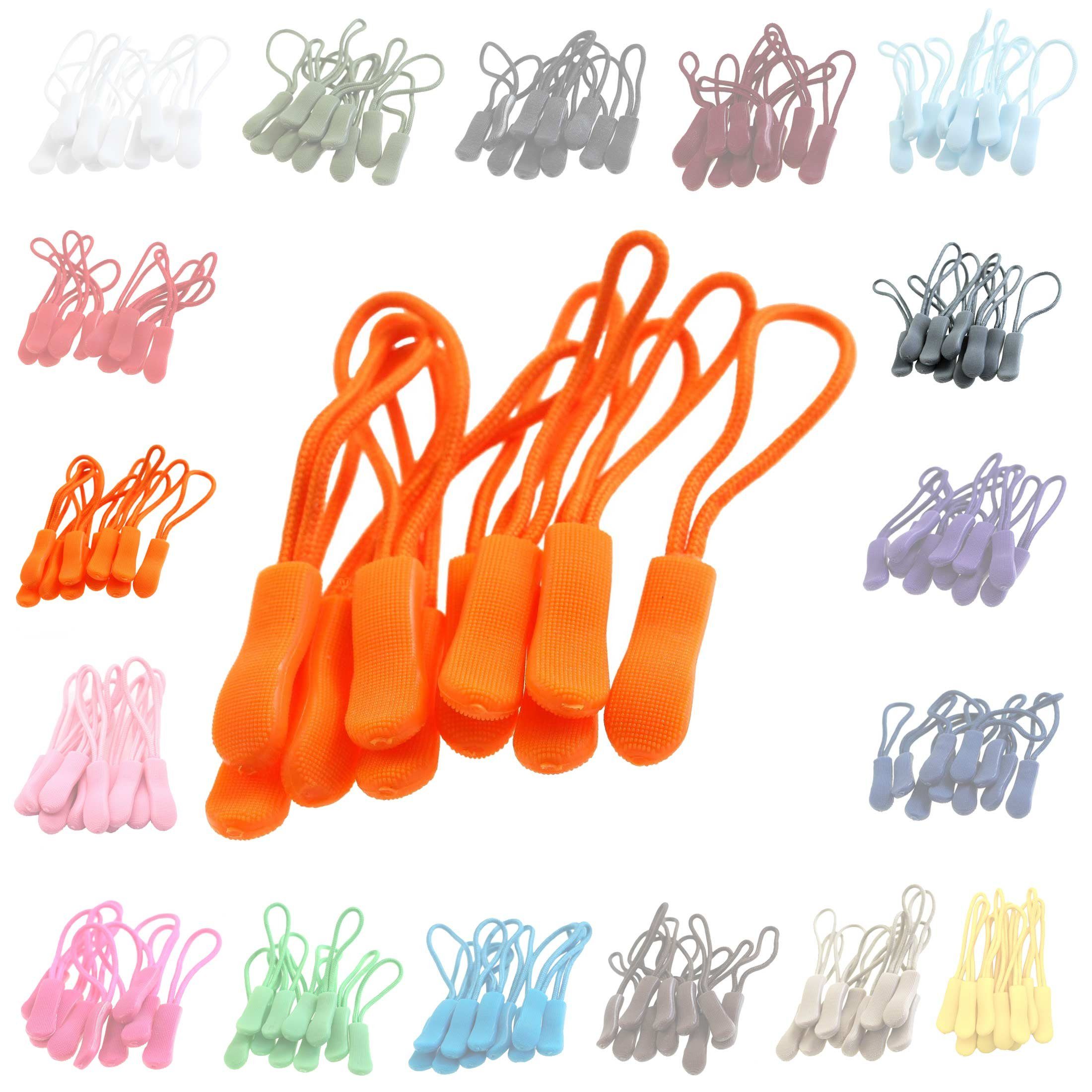 maDDma Reißverschluss 10 Zipperschlaufen Reißverschlussanhänger Verlängerung Farbwahl, orange