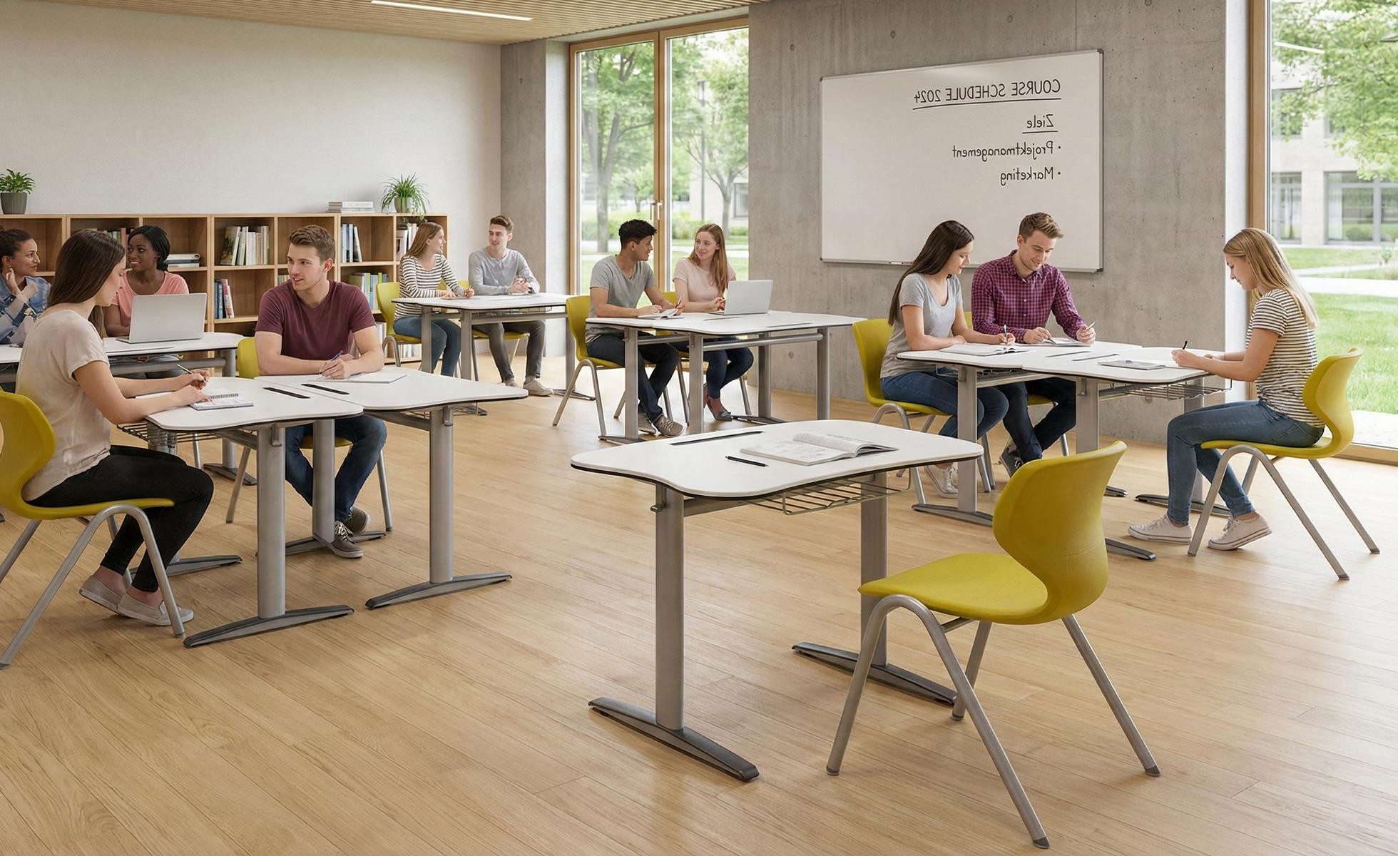 Xlmoebel Schreibtisch Ergonomische Schulbank FlexiWave mit modernem Design und Stuhl (Schulbank-Set, mit Stuhl), Made in Europa