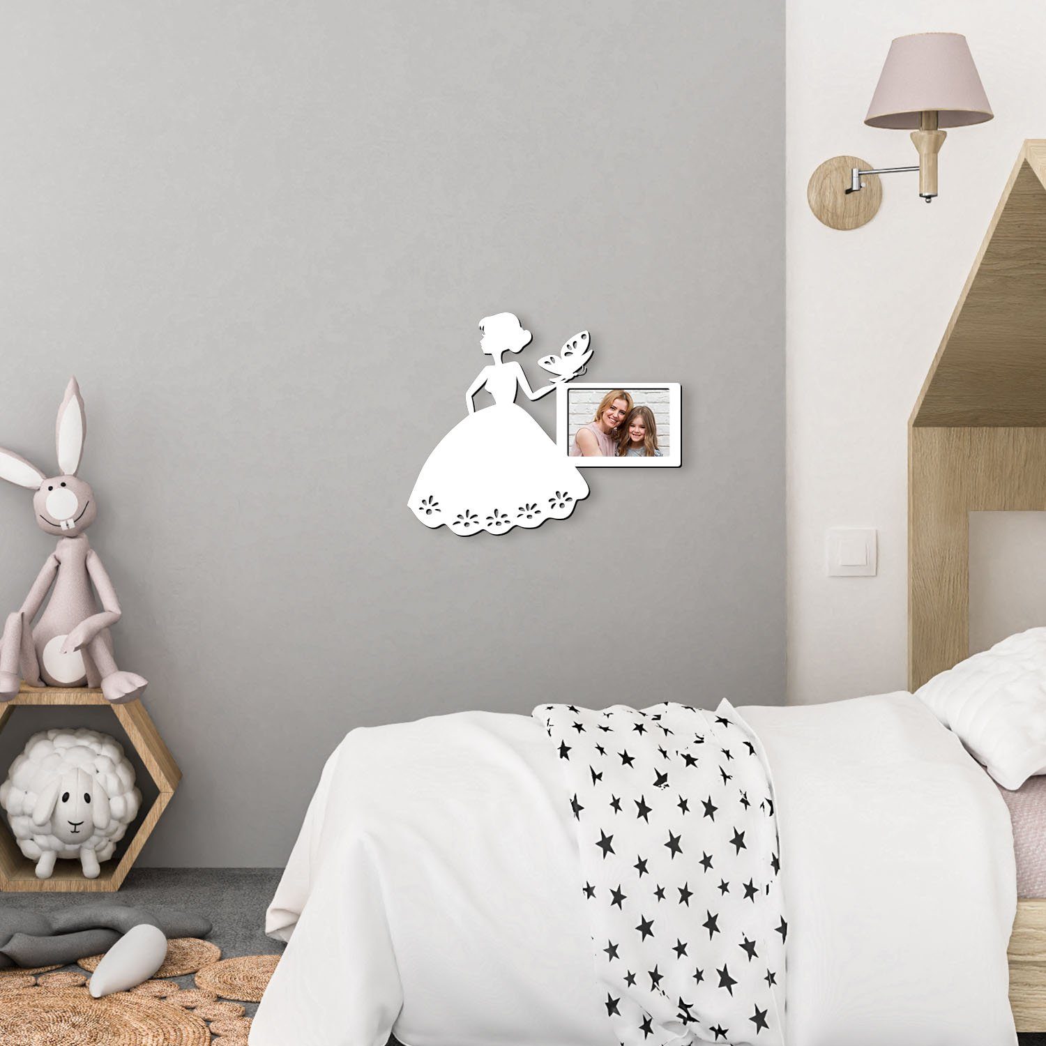 Namofactur Bilderrahmen Mädchen mit Schmetterling Holz Fotorahmen, Bilderrahmen Kinderzimmer, für 1 Bilder, Made in Germany