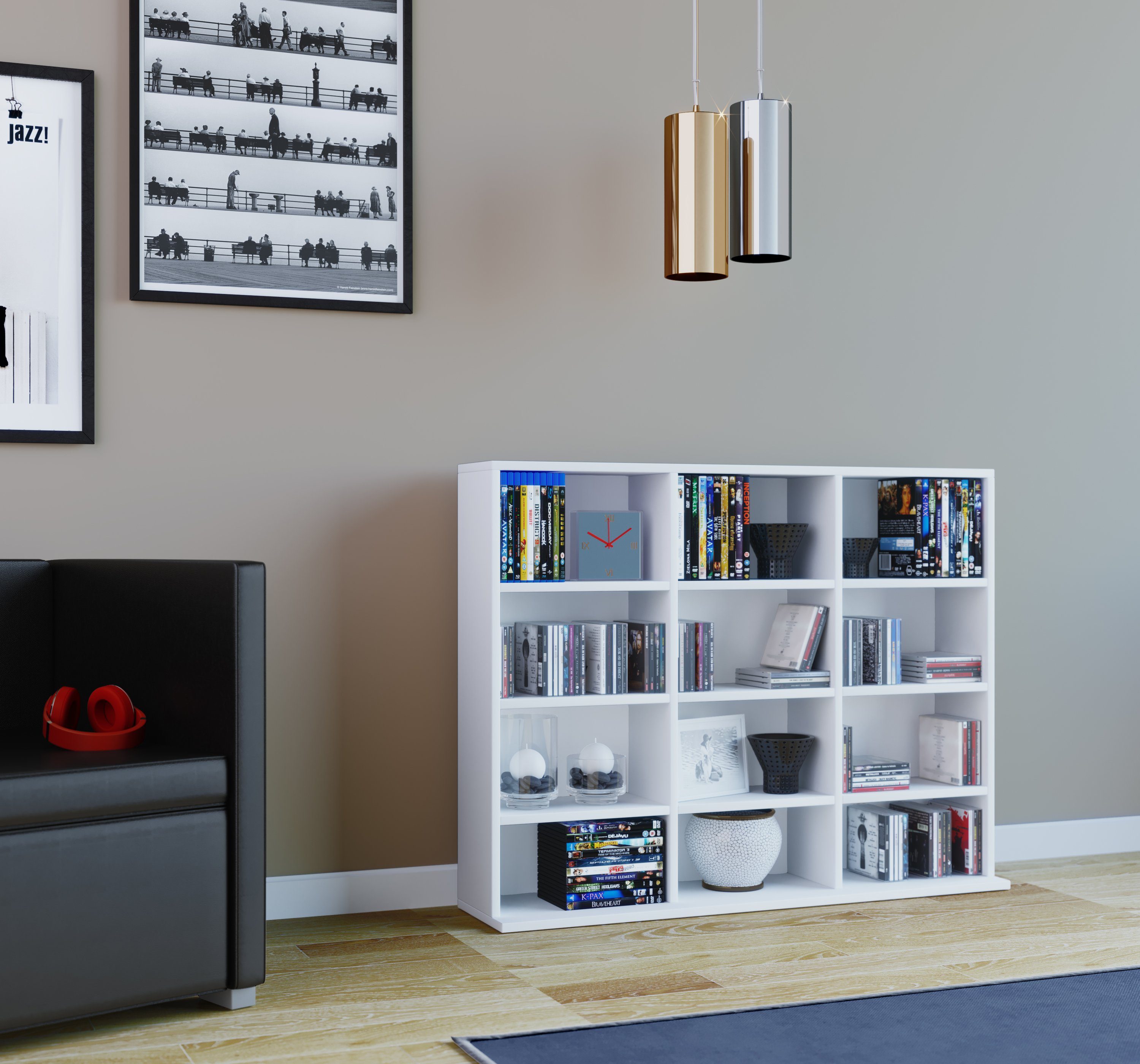 VCM Standregal Holz CD DVD Standregal Bücherregal Regal Megosa L