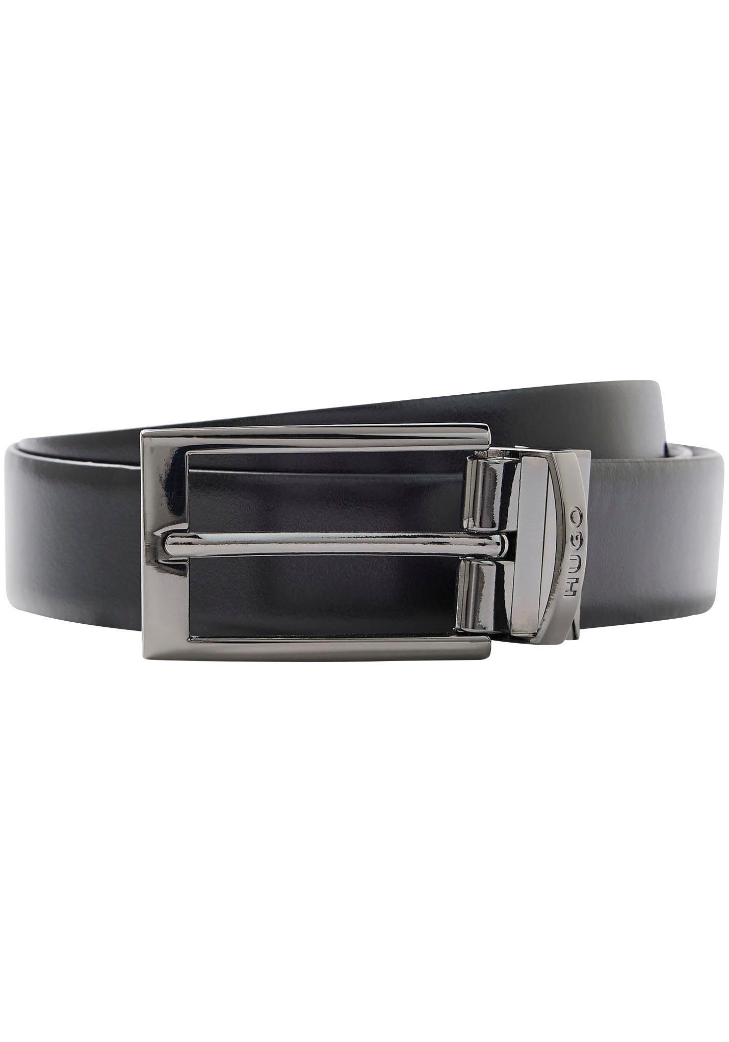 HUGO Ledergürtel Wendegürtel mit Logo-Prägung auf silberner Metall-Schlaufe günstig online kaufen