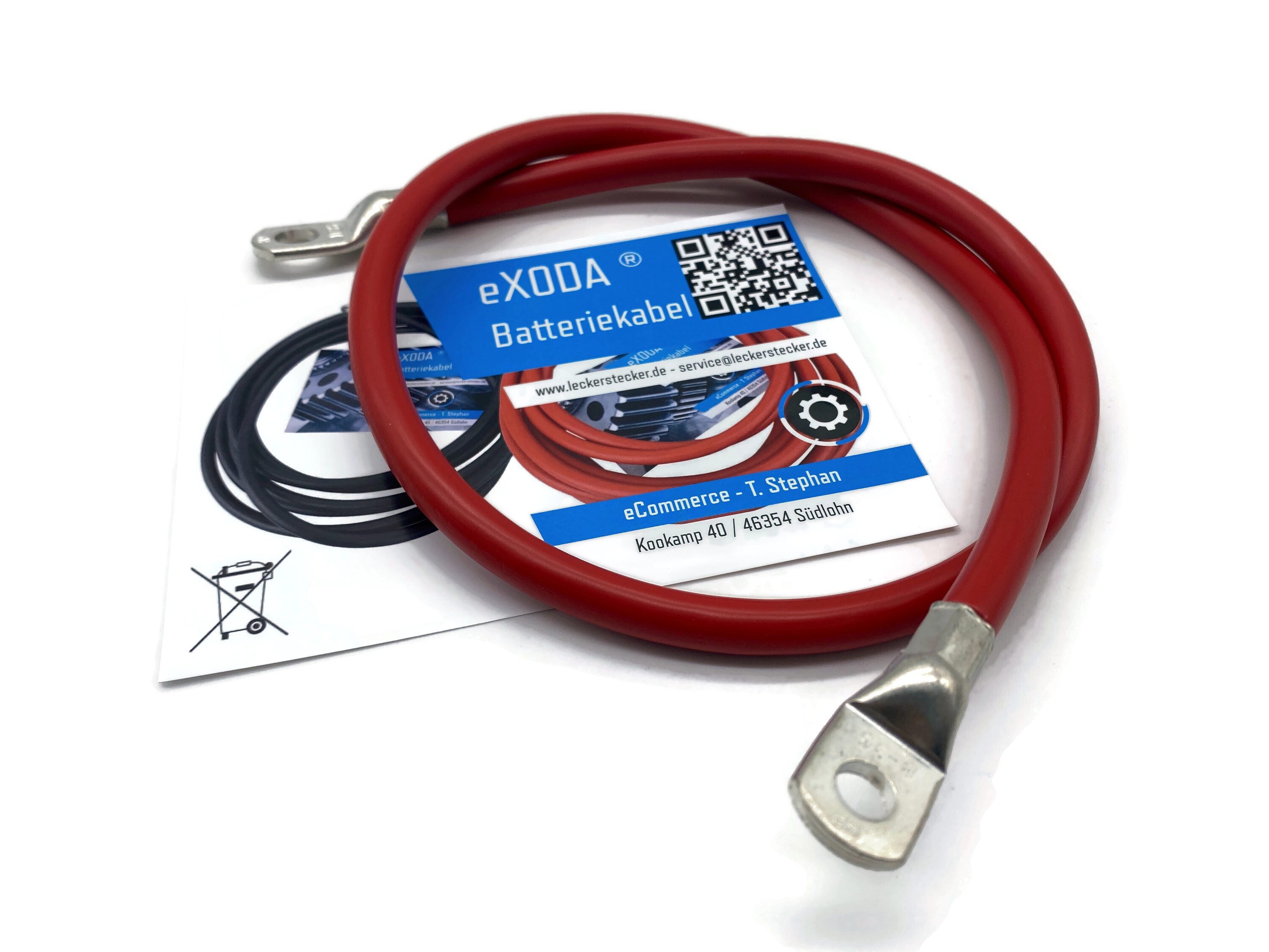 eXODA 35 mm2 M10 M8 Batteriekabel, Rot, (75 cm), 99% Kupfer