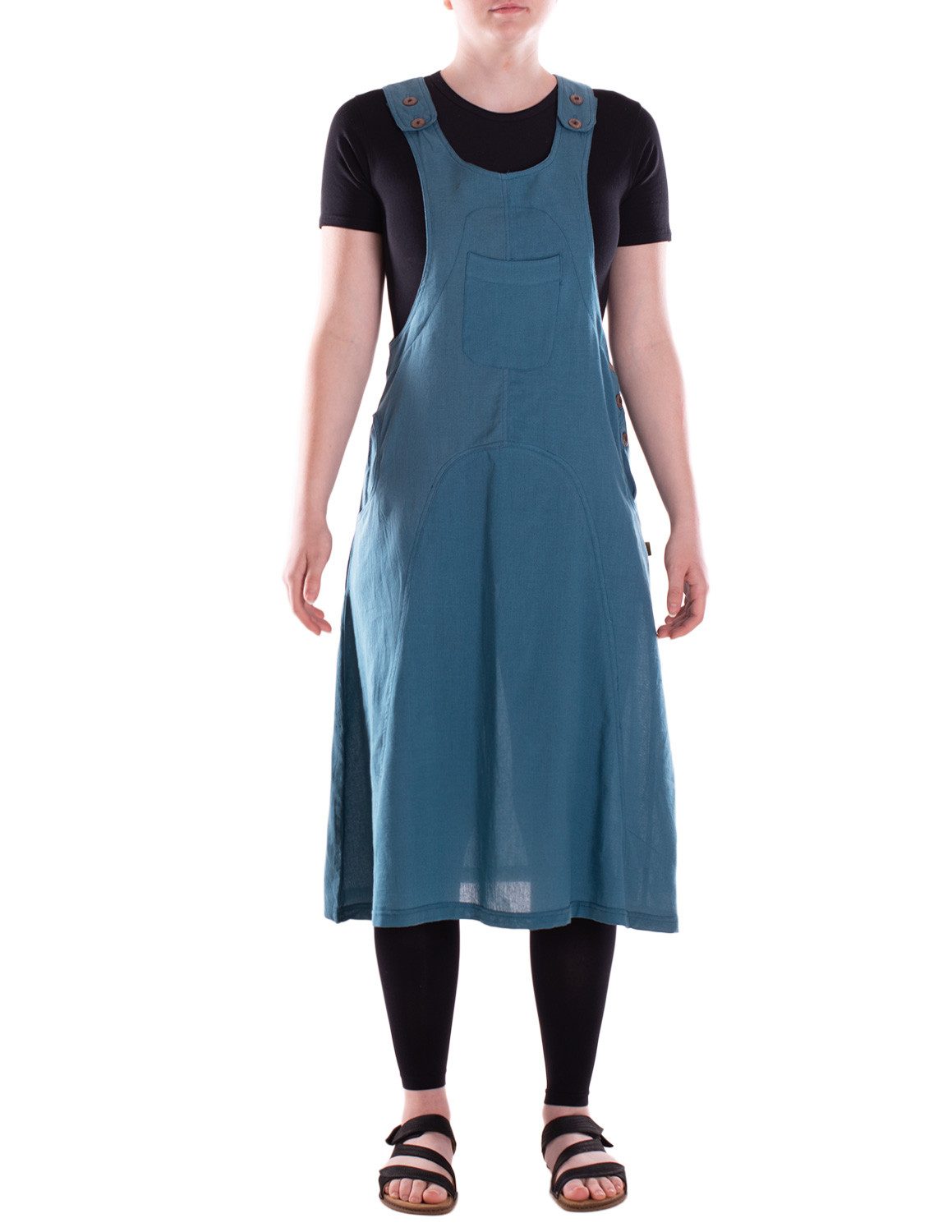 Vishes Midikleid Damen Wadenlang Kleid Baumwolle Casual Oversize Look mit Taschen Alternative Bekleidung, Ethno, Hippie, Retro Style