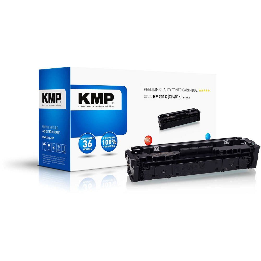 KMP Tonerkartusche 1 Toner H-T215CX ERSETZT 201X / CF401X - cyan, (1-St)