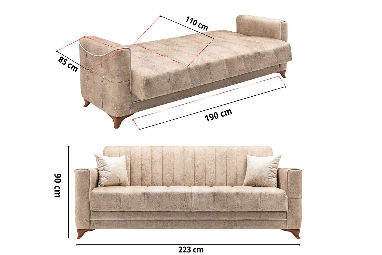 gowoll 3-Sitzer Sofa mit Schlaffunktion und günstig online kaufen