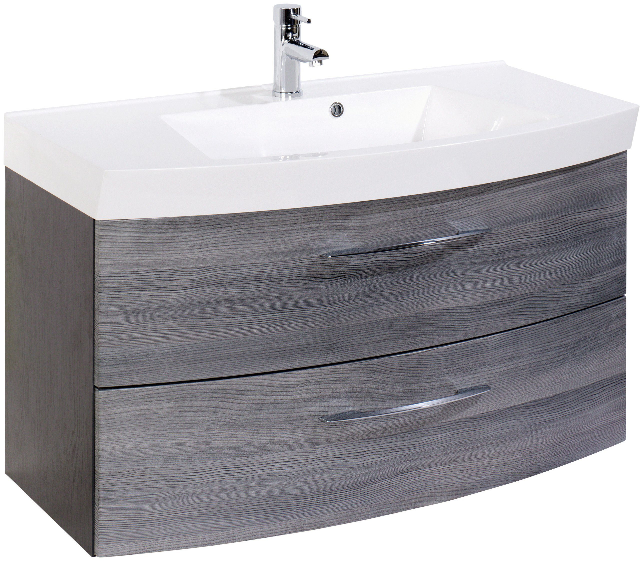 welltime Badmöbel-Set Florida, (2-St), Breite 100 cm, Waschtisch mit gewölbter Form