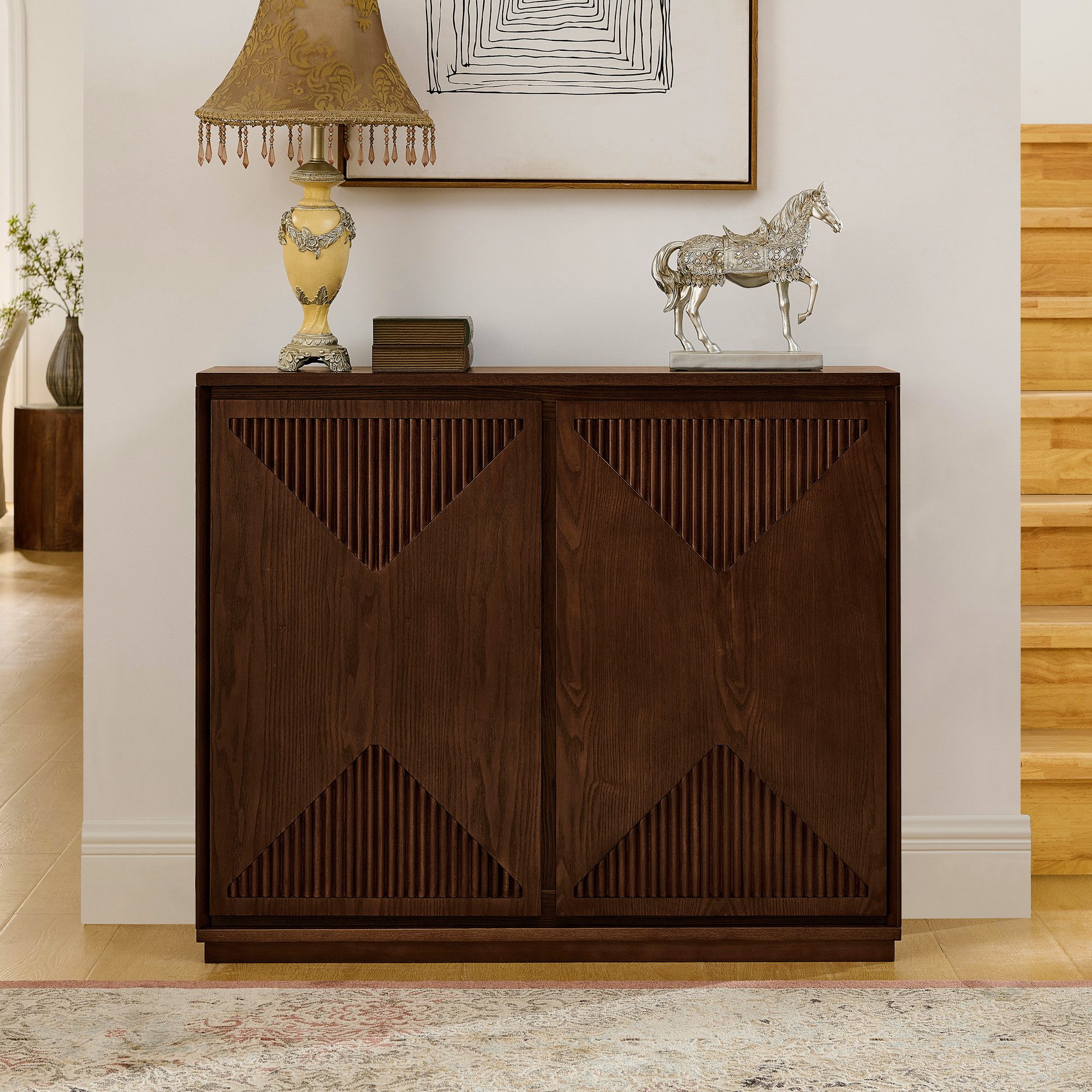 Celya Sideboard Aufbewahrungsschrank Buffetschrank mit Stauraum (Schmaler Beistellschrank im Mid-Century-Modern-Stil)