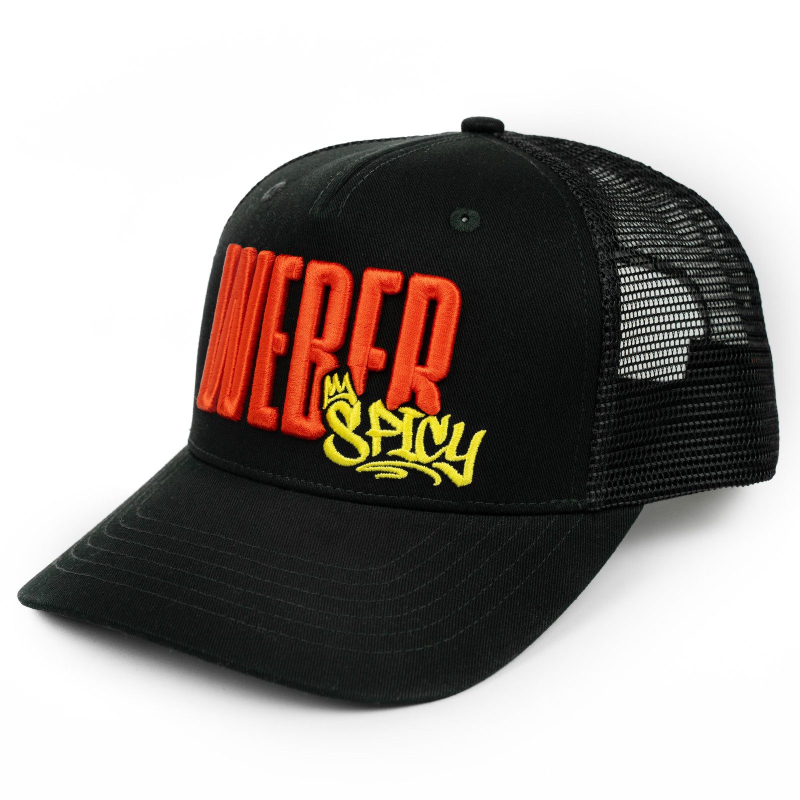 Weber GmbH Trucker Cap Weber #Werkeholics x Max Spies Mesh Baseball Cap schwarz (1-St) basecap, mit 3D-Logostickerei, Schriftzug Spicy