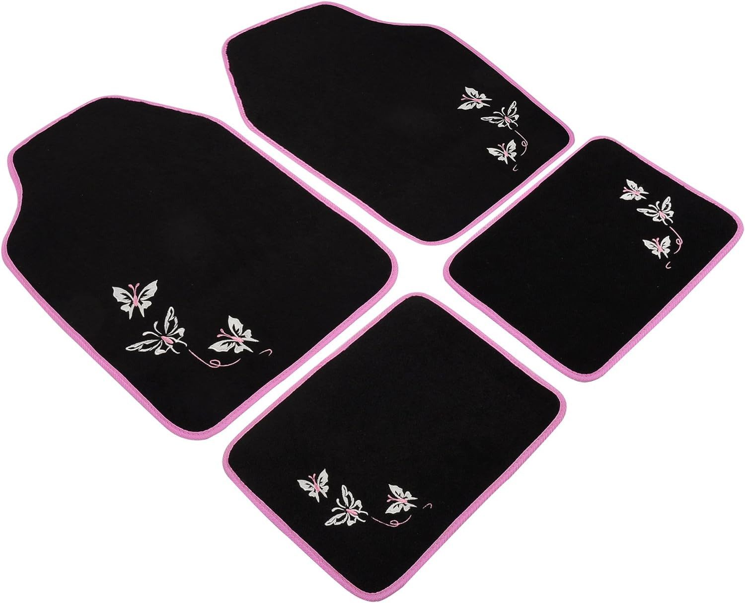Woltu car floor mats (4 pieces), they fit almost all cars, vans and trucks. Universal car carpet with butterfly embroidery.