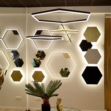 s.luce Deckenleuchte LED Deckenlampe Hexa flach modern eckig Gold, Warmweiß